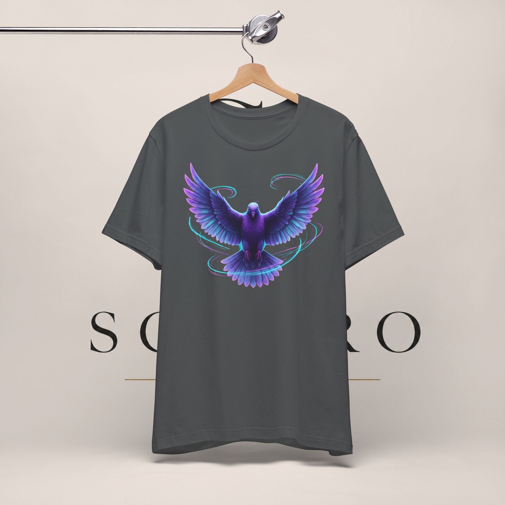 Mystic Raven Tee — Purple Glowing Dove Graphic T-Shirt
