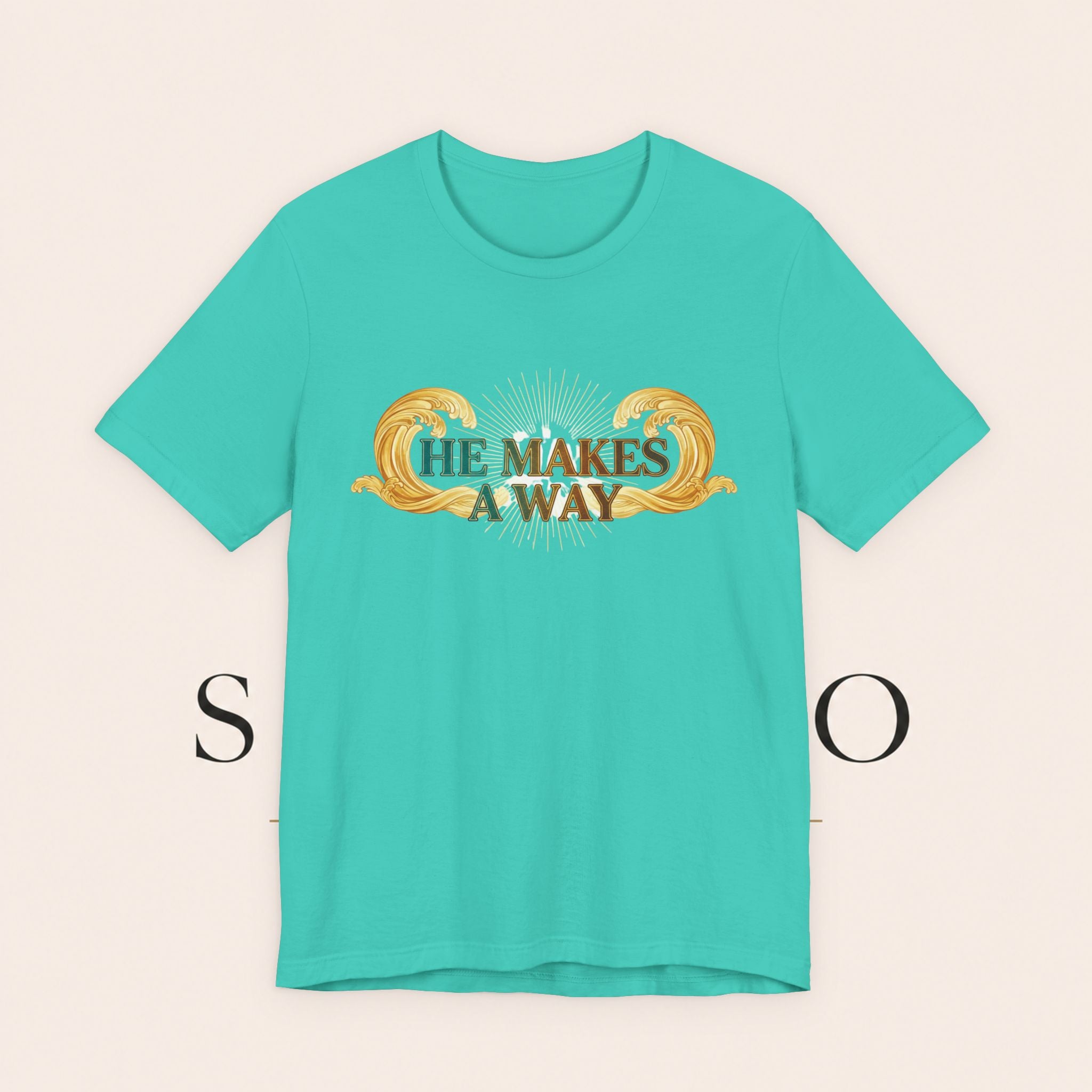 He Makes A Way T-Shirt — Faith Christian Tee with Parting Seas Back Graphic