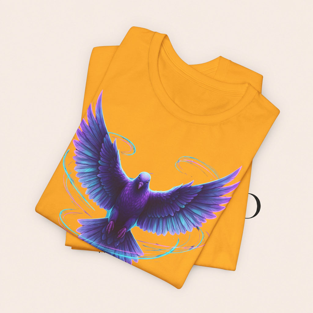 Mystic Raven Tee — Purple Glowing Dove Graphic T-Shirt