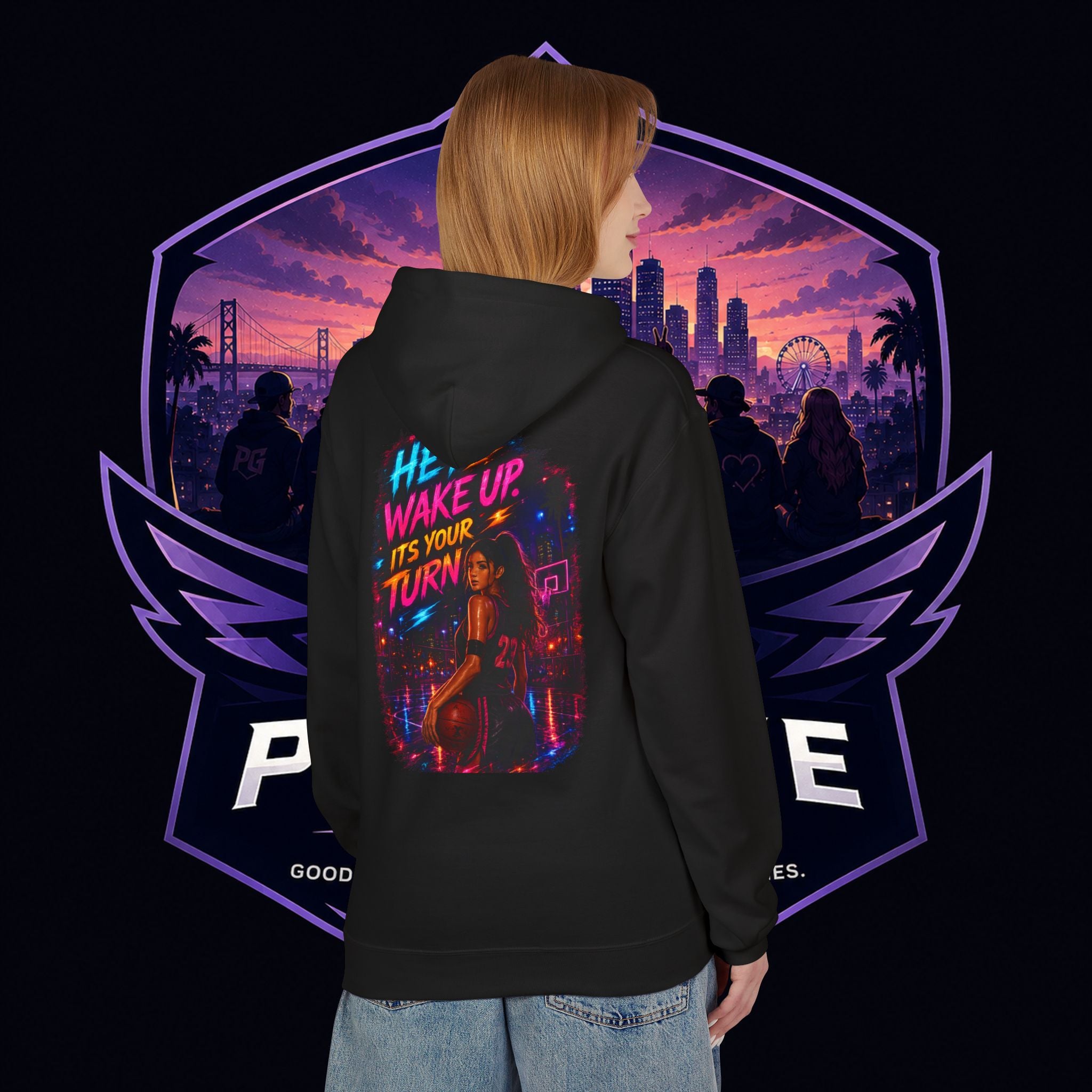 PG CZAR  "Hey Wake Up, It's Your Turn" Back Print PG 'Bruh Throw Now!' Graphic Hoodie