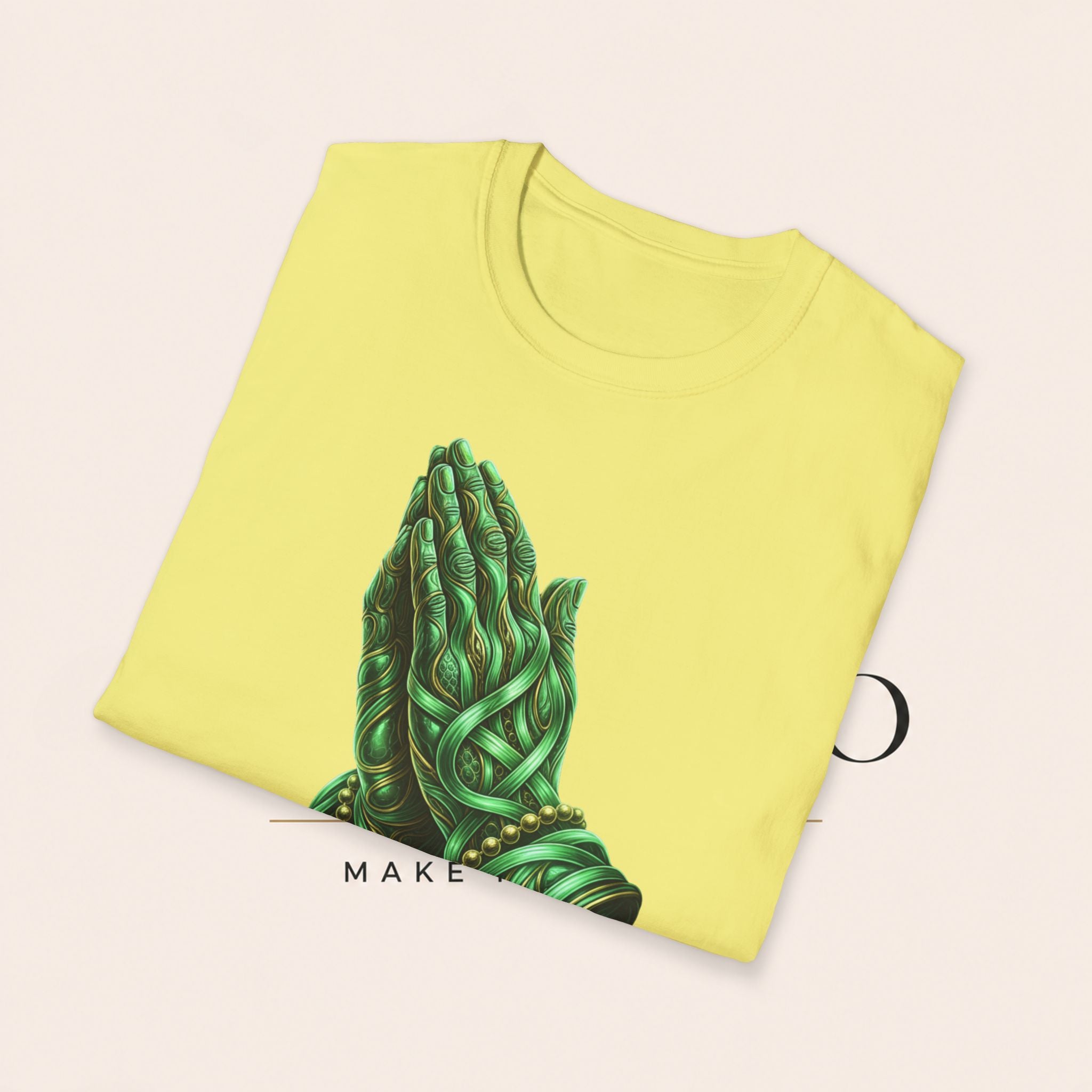 Praying Hands T‑Shirt — Green Vines Prayer Hands Graphic Tee