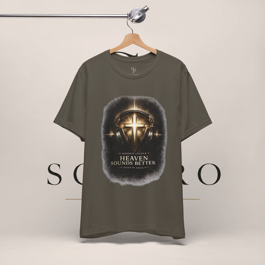 Youth Christian T‑Shirt - "Heaven Sounds Better" Cross Headphones Graphic Tee