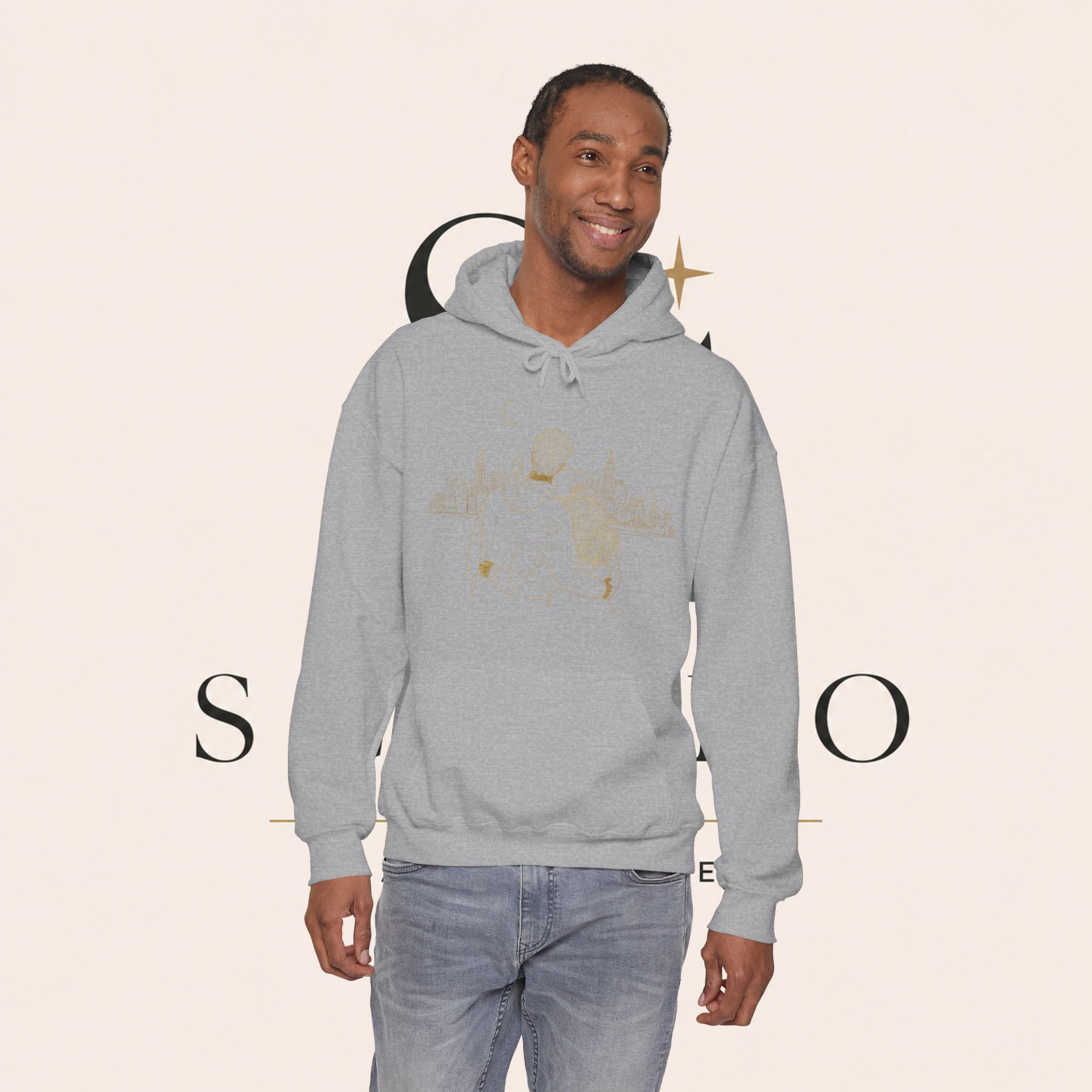 Couple Silhouette Hoodie – Romantic Cityscape 'Together' Pullover