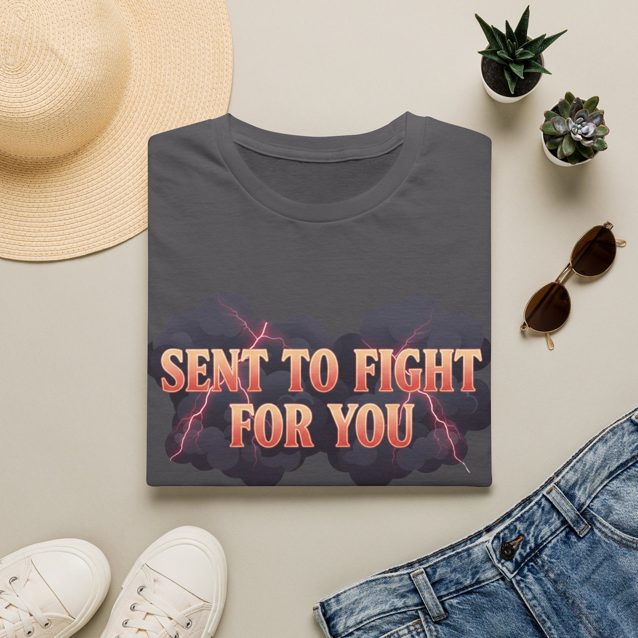 Sent to Fight for You T-Shirt — Bold Cloud Graphic Faith Tee