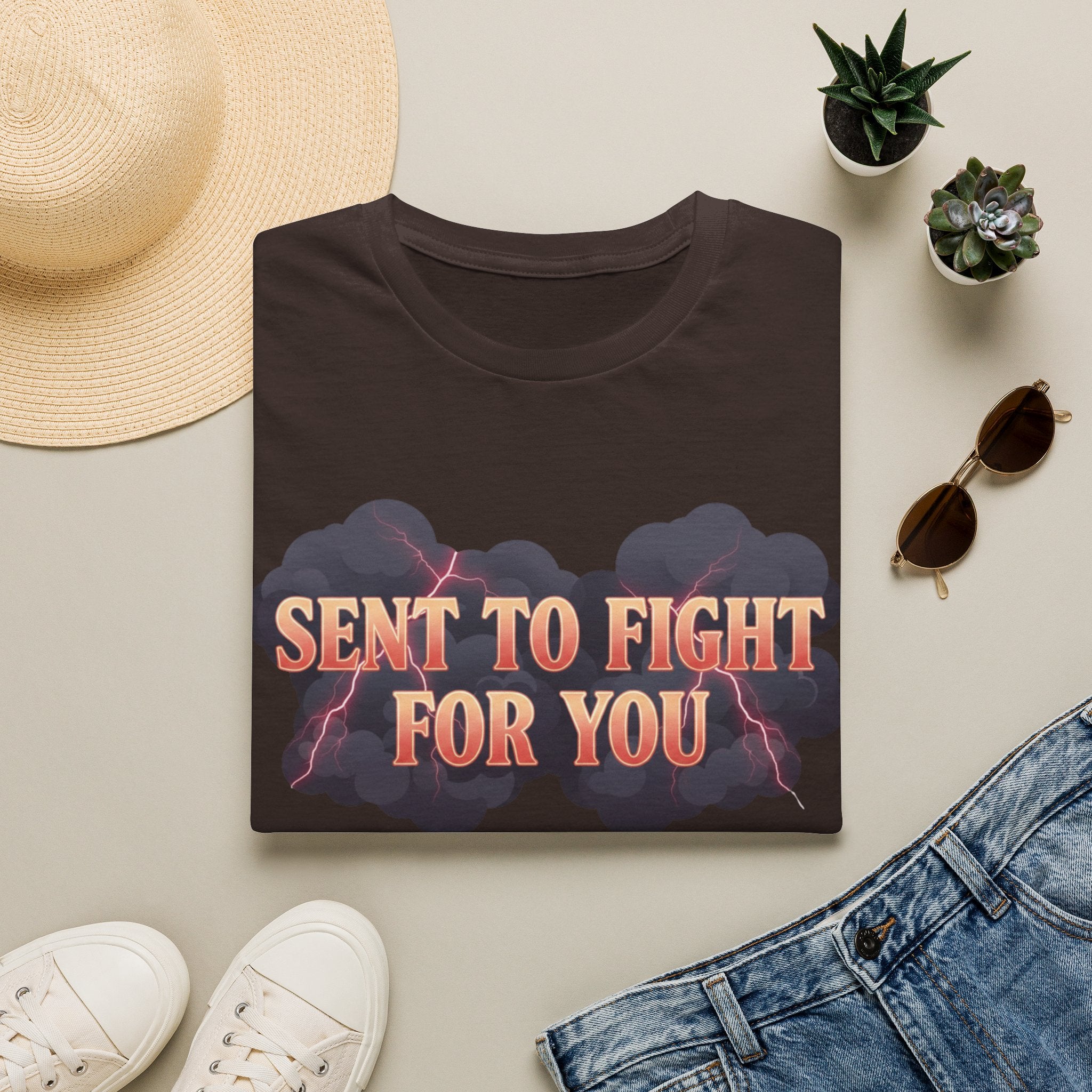 Sent to Fight for You T-Shirt — Bold Cloud Graphic Faith Tee