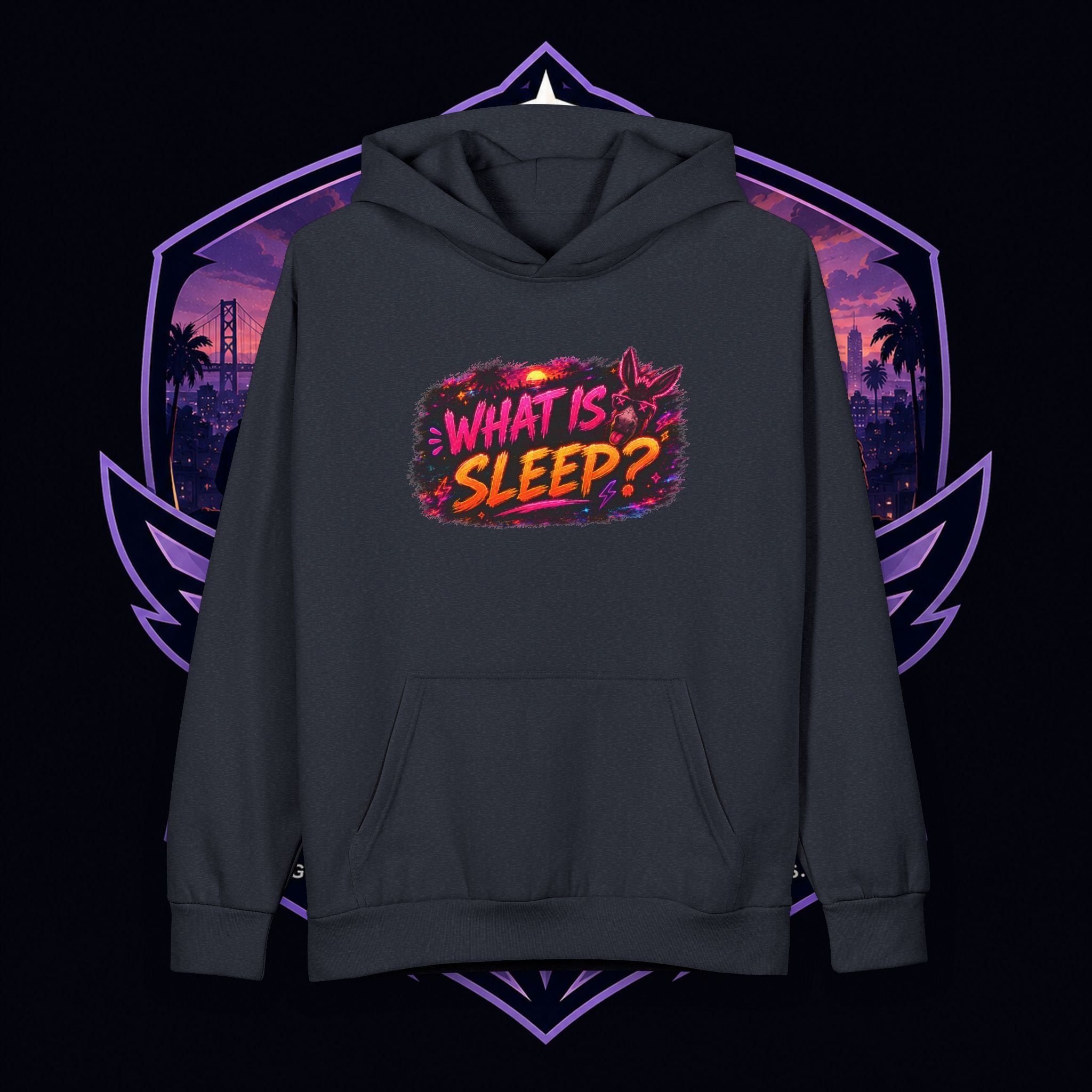 PG FAITH What Is Sleep? Graphic Hoodie — Retro Comic Donkey Design