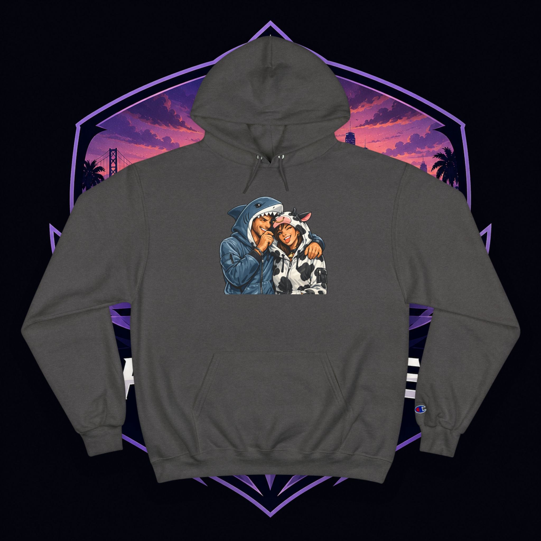 SC Vintage-Inspired Champion Hoodie — Cozy Retro Couple Graphic