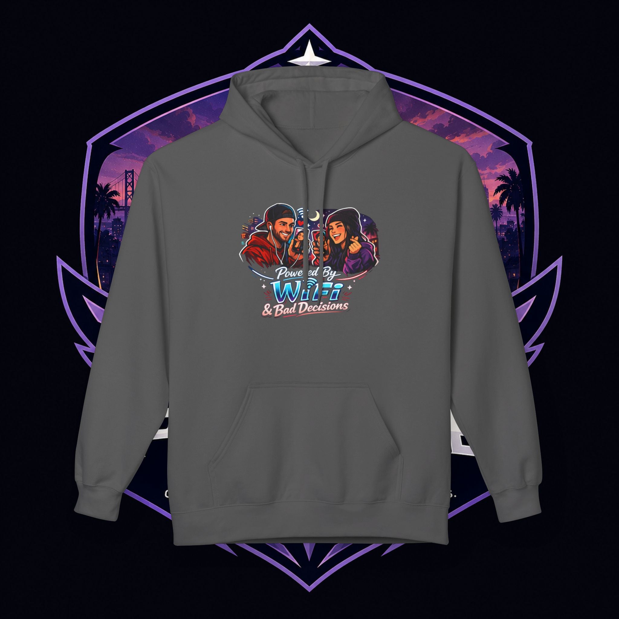 LDR inspired Retro '80s Vibes Hoodie — Neon Miami Movie Couple Design