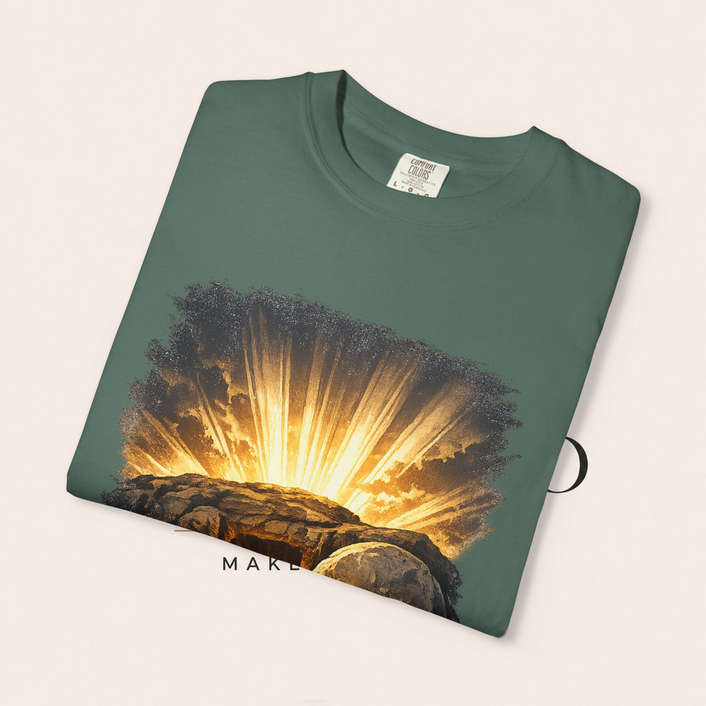 T-Shirt — Sunrise Tomb Graphic ‘death, lost.’ Memorial Tee