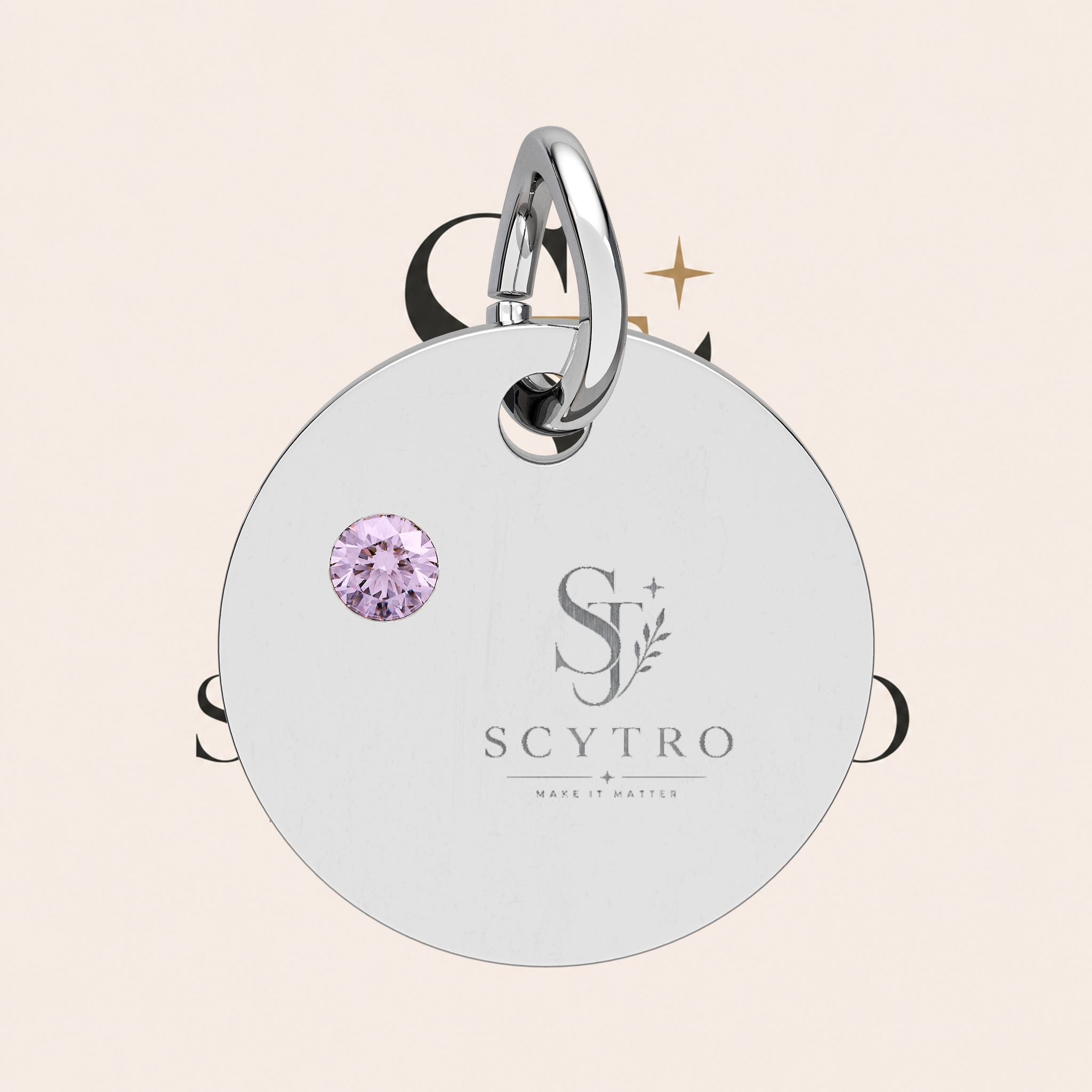 Engravable Birthstone Circle Charm