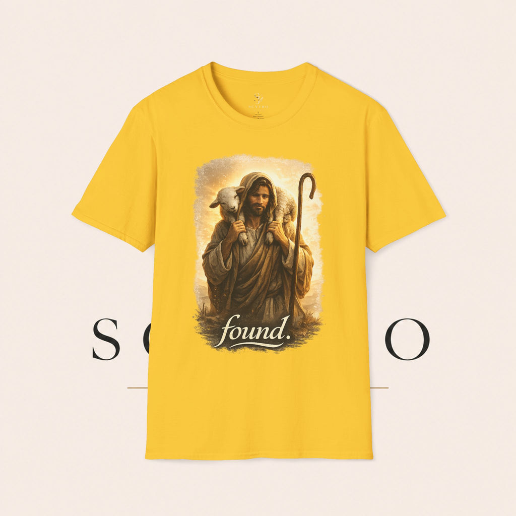 Jesus the Good Shepherd T-Shirt — 'Found.' Christian Faith Tee
