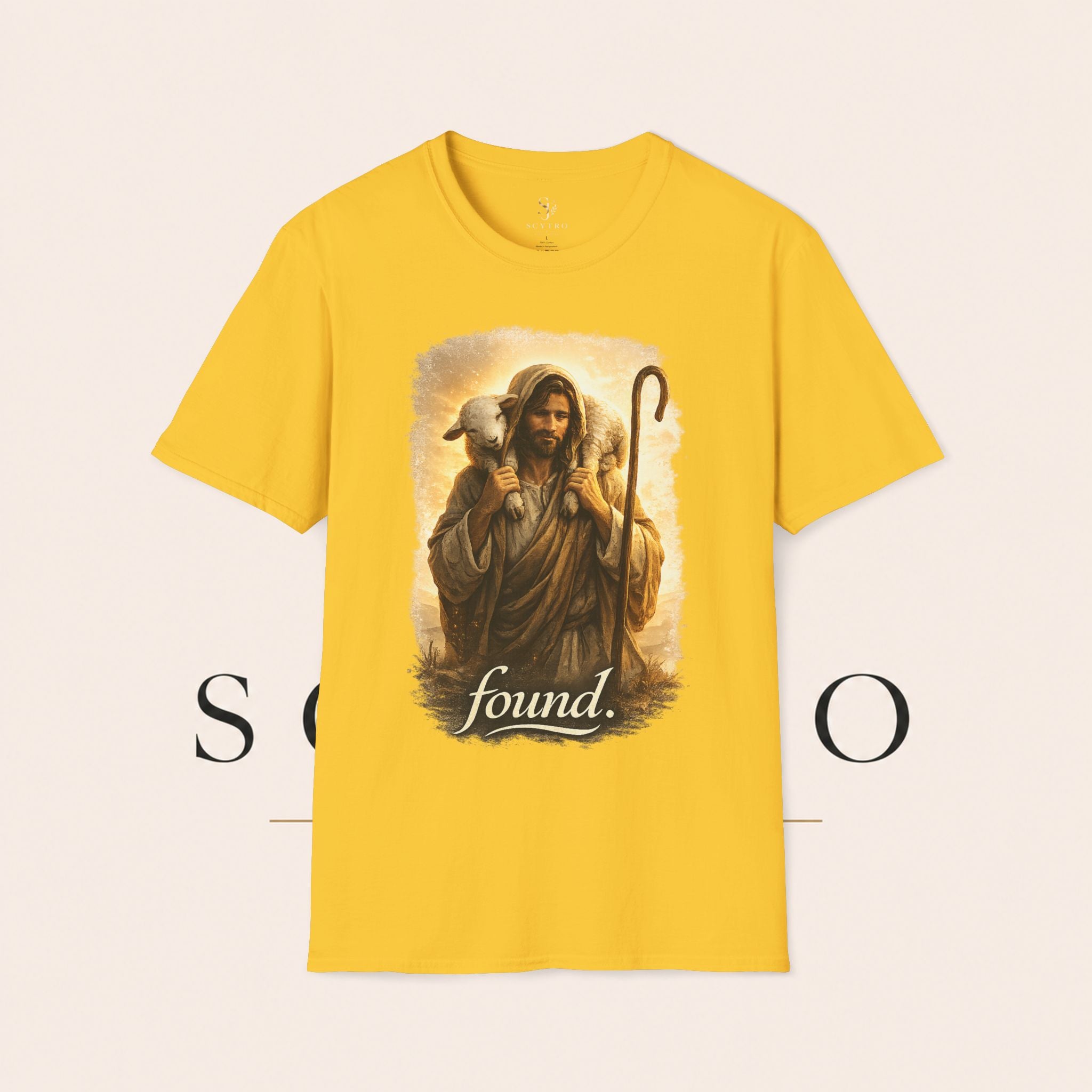 Jesus the Good Shepherd T-Shirt — 'Found.' Christian Faith Tee