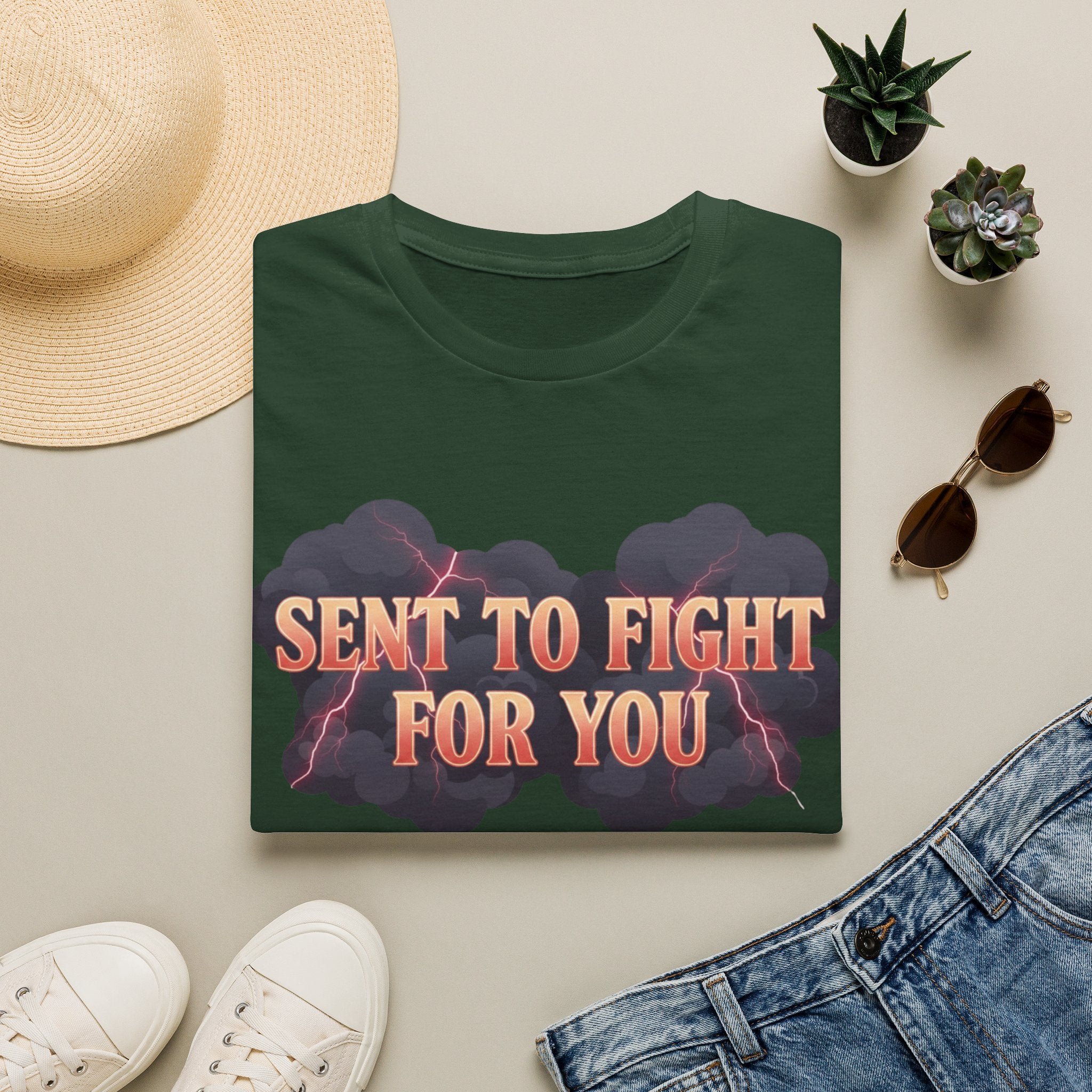 Sent to Fight for You T-Shirt — Bold Cloud Graphic Faith Tee