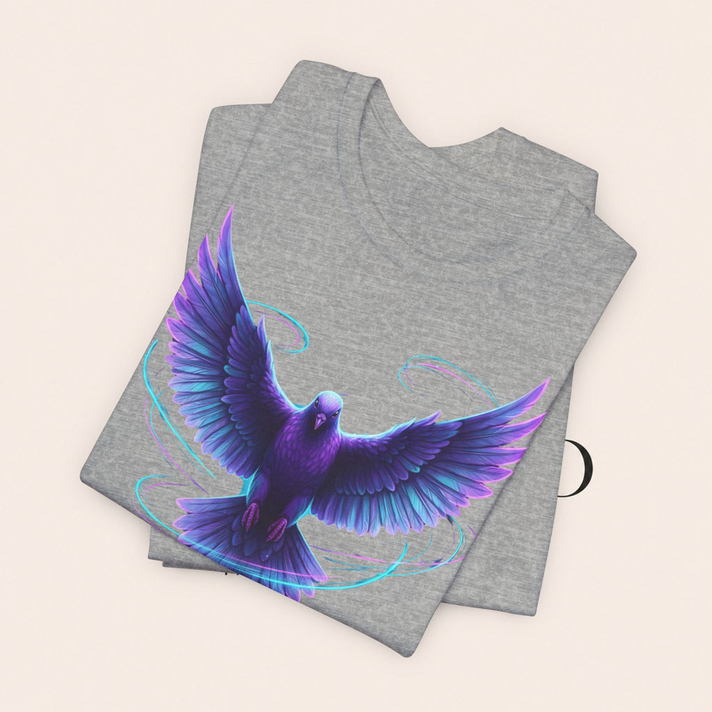 Mystic Raven Tee — Purple Glowing Dove Graphic T-Shirt