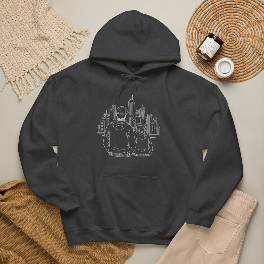 City Couples Hoodie — Matching Skyline Couple Sweatshirt