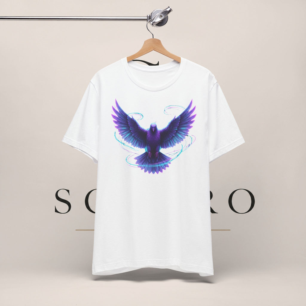 Mystic Raven Tee — Purple Glowing Dove Graphic T-Shirt