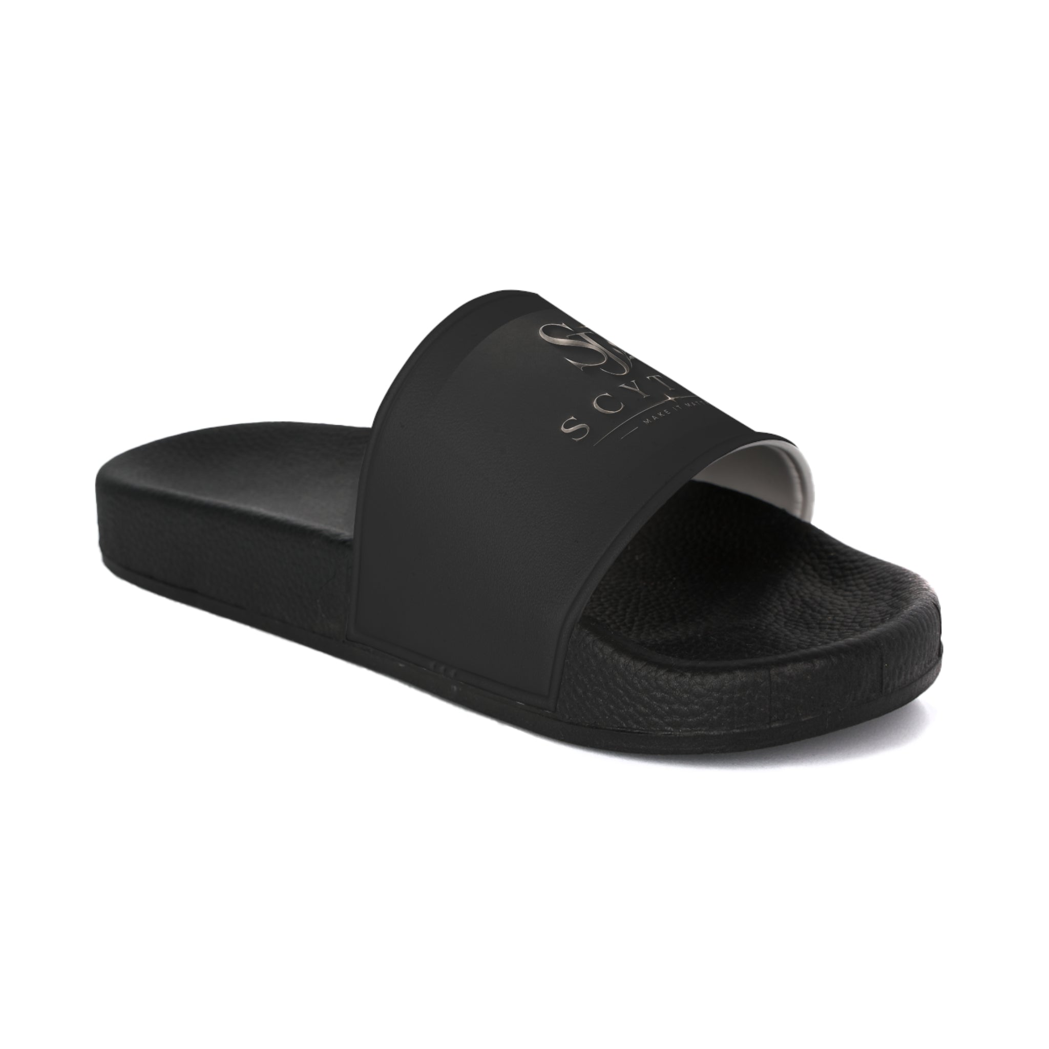Black Logo Slide Sandals for Men — Casual Pool & Beach Slides