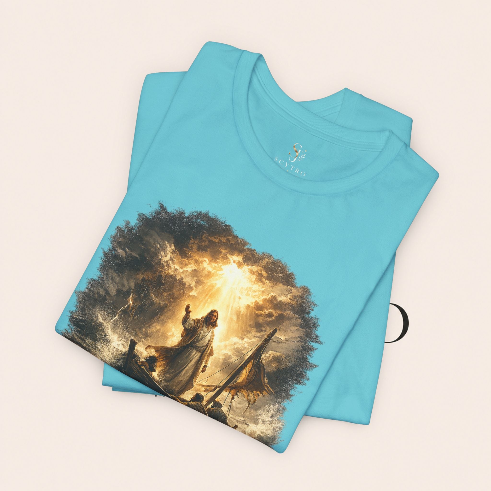 Peace Speaks Louder Christian T‑Shirt — Jesus Calming the Storm Faith Tee