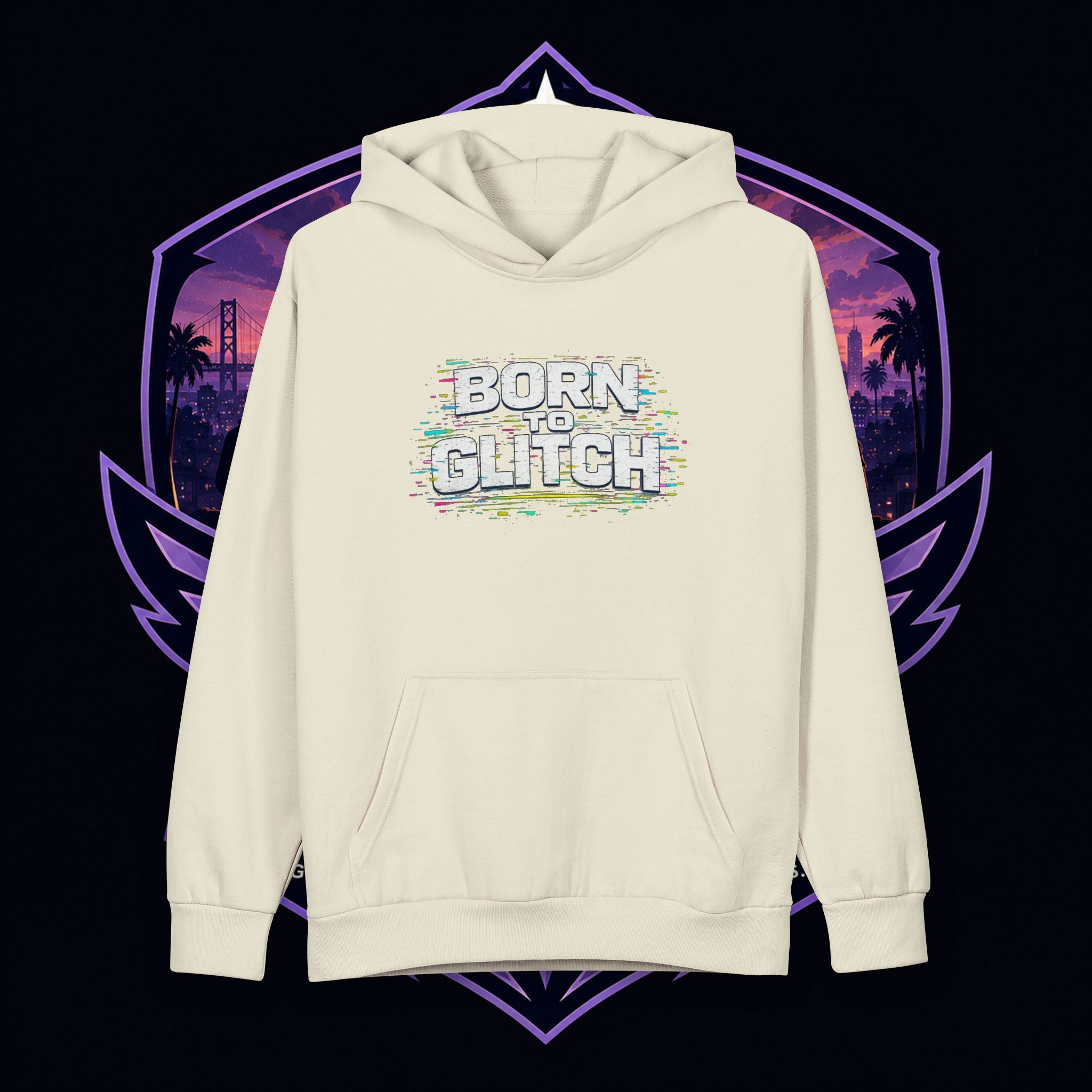 PG Lola's Born to Glitch Hoodie — Retro Glitch Gamer Pullover