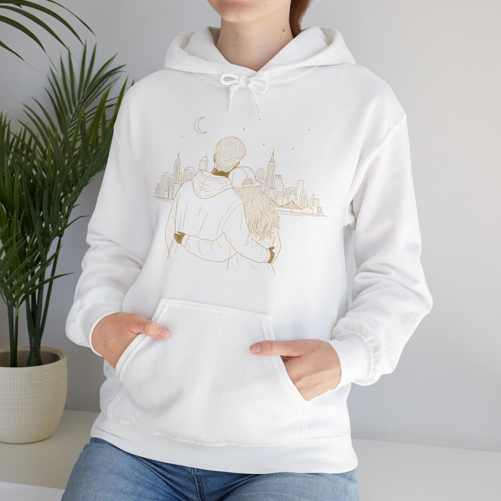 Couple Silhouette Hoodie – Romantic Cityscape 'Together' Pullover