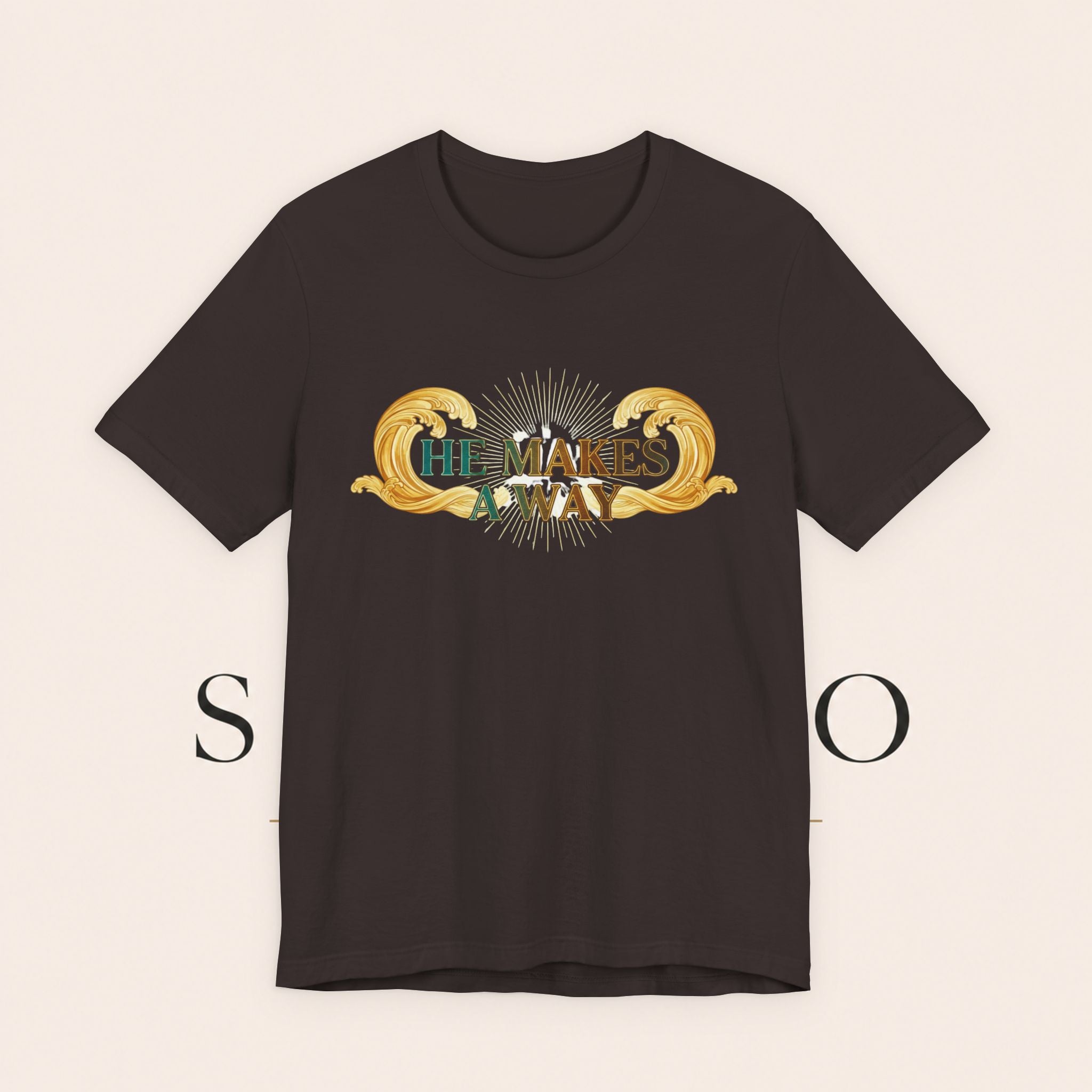 He Makes A Way T-Shirt — Faith Christian Tee with Parting Seas Back Graphic
