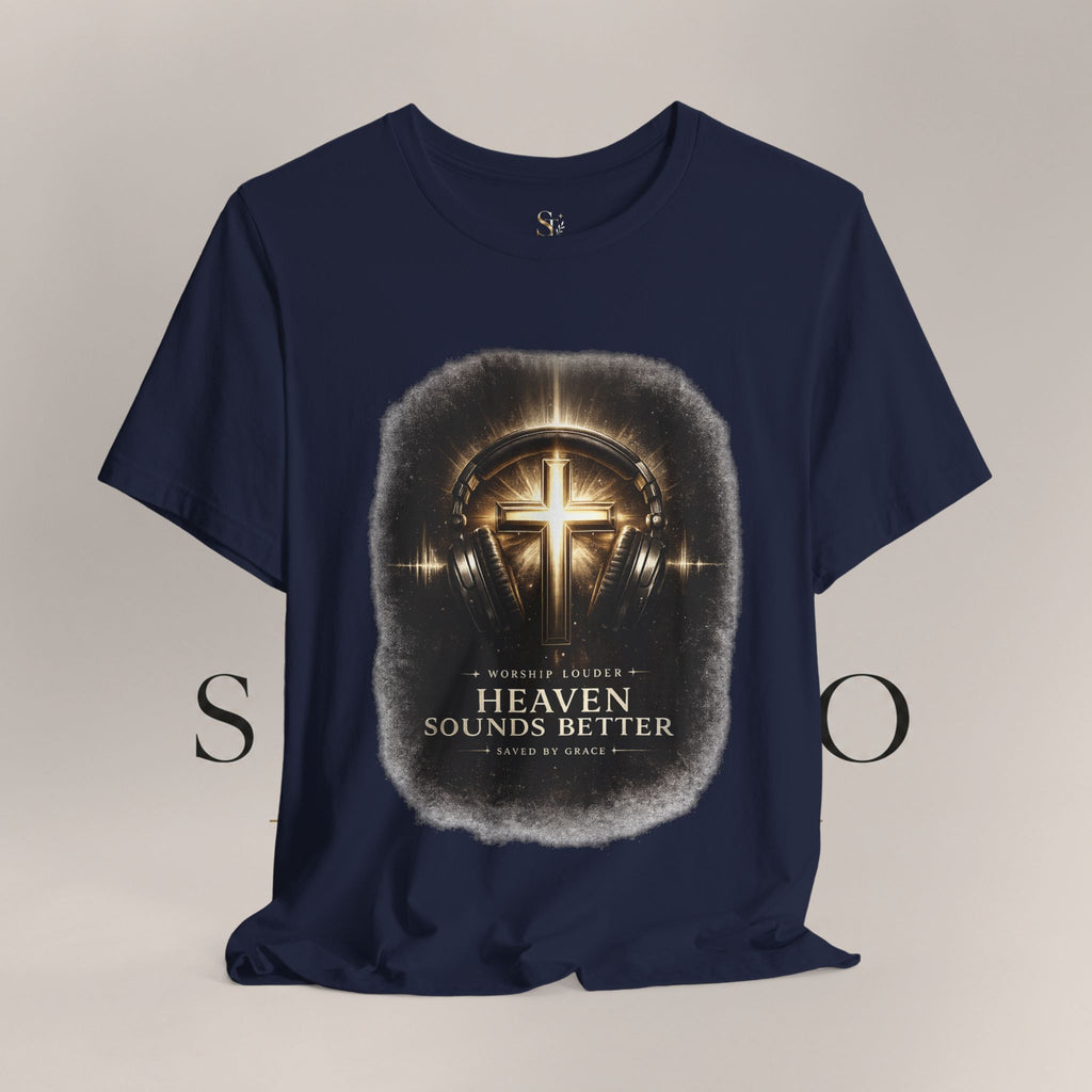 Youth Christian T‑Shirt - "Heaven Sounds Better" Cross Headphones Graphic Tee