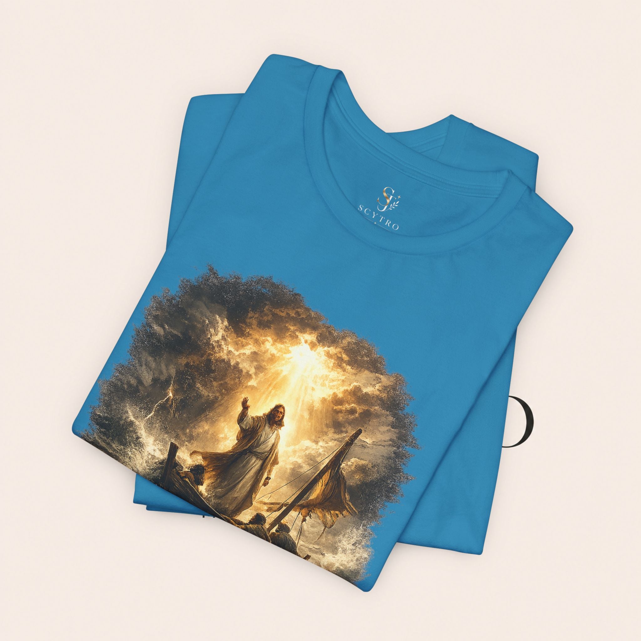Peace Speaks Louder Christian T‑Shirt — Jesus Calming the Storm Faith Tee