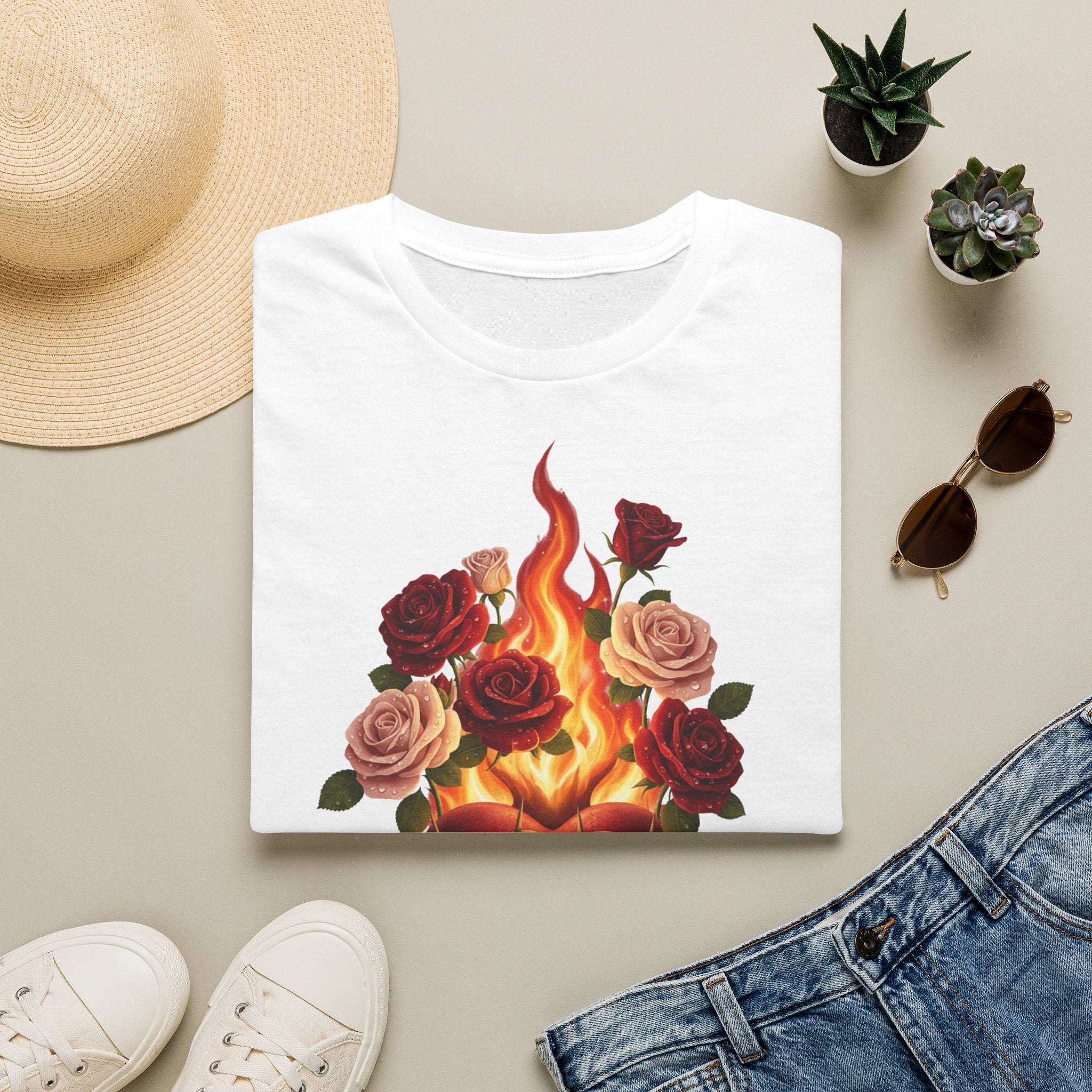 Flaming Heart & Roses T-Shirt
