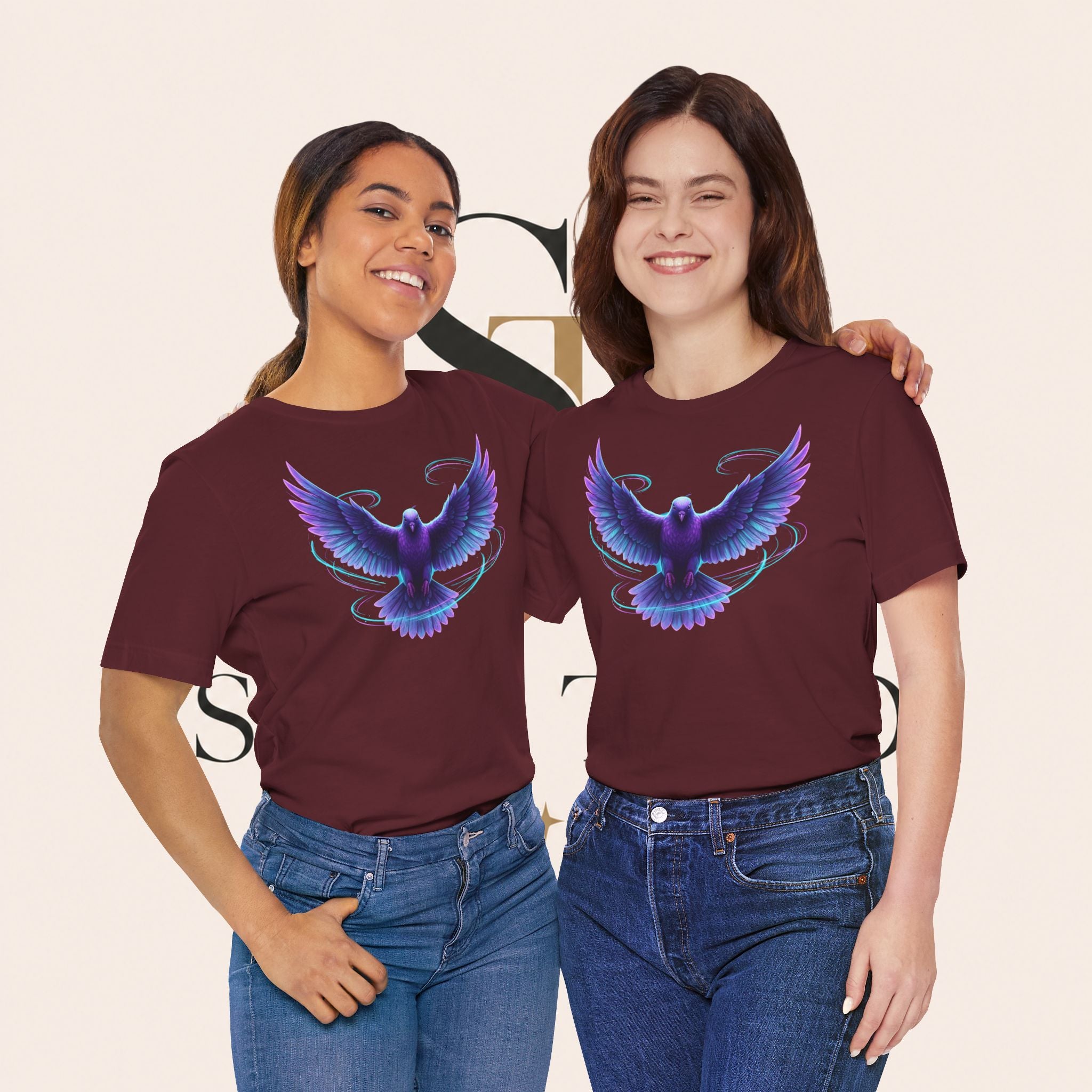 Mystic Raven Tee — Purple Glowing Dove Graphic T-Shirt