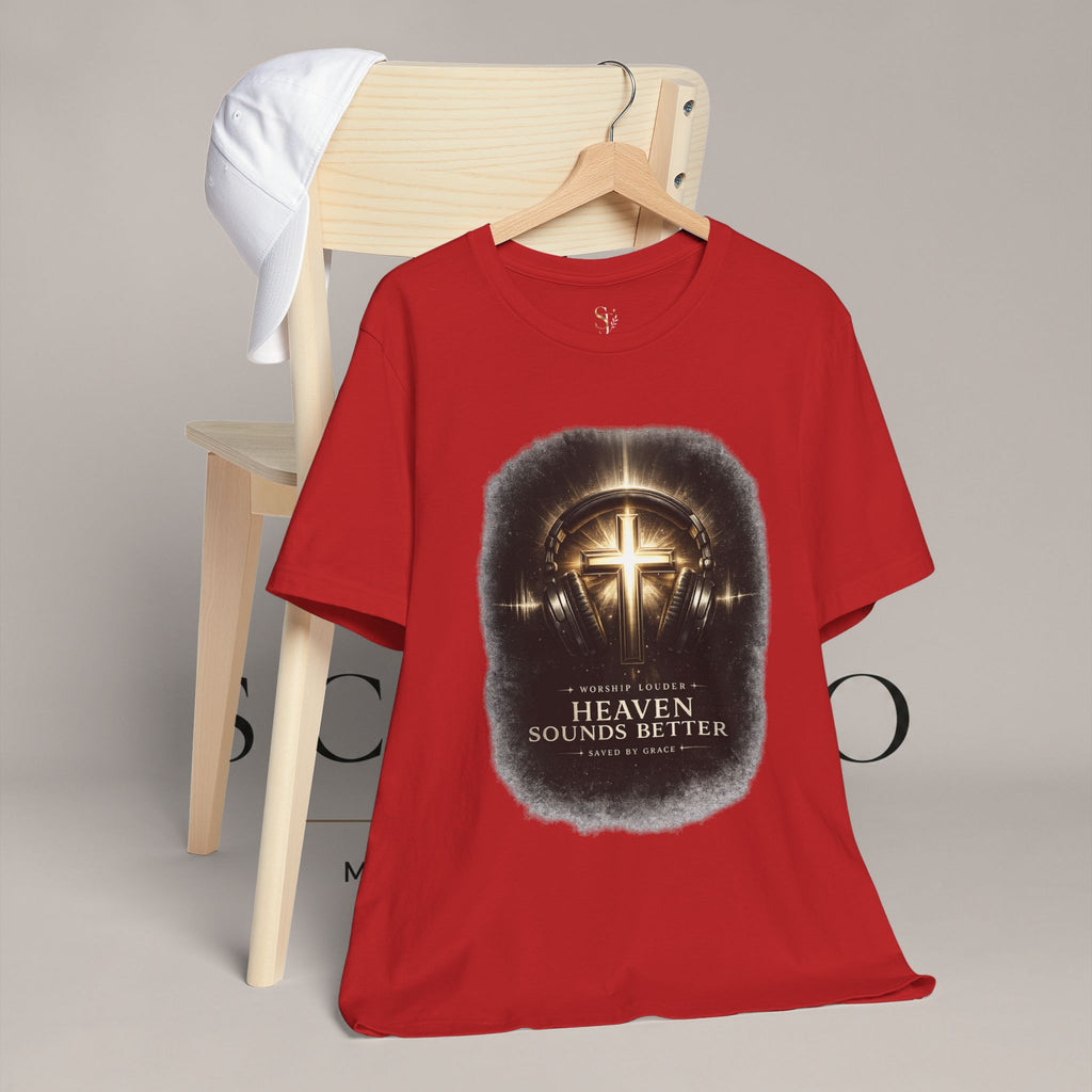 Youth Christian T‑Shirt - "Heaven Sounds Better" Cross Headphones Graphic Tee