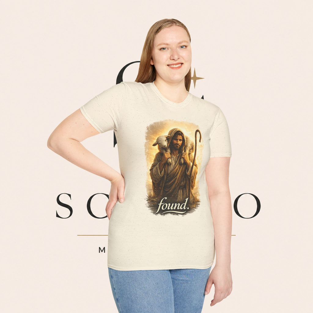 Jesus the Good Shepherd T-Shirt — 'Found.' Christian Faith Tee