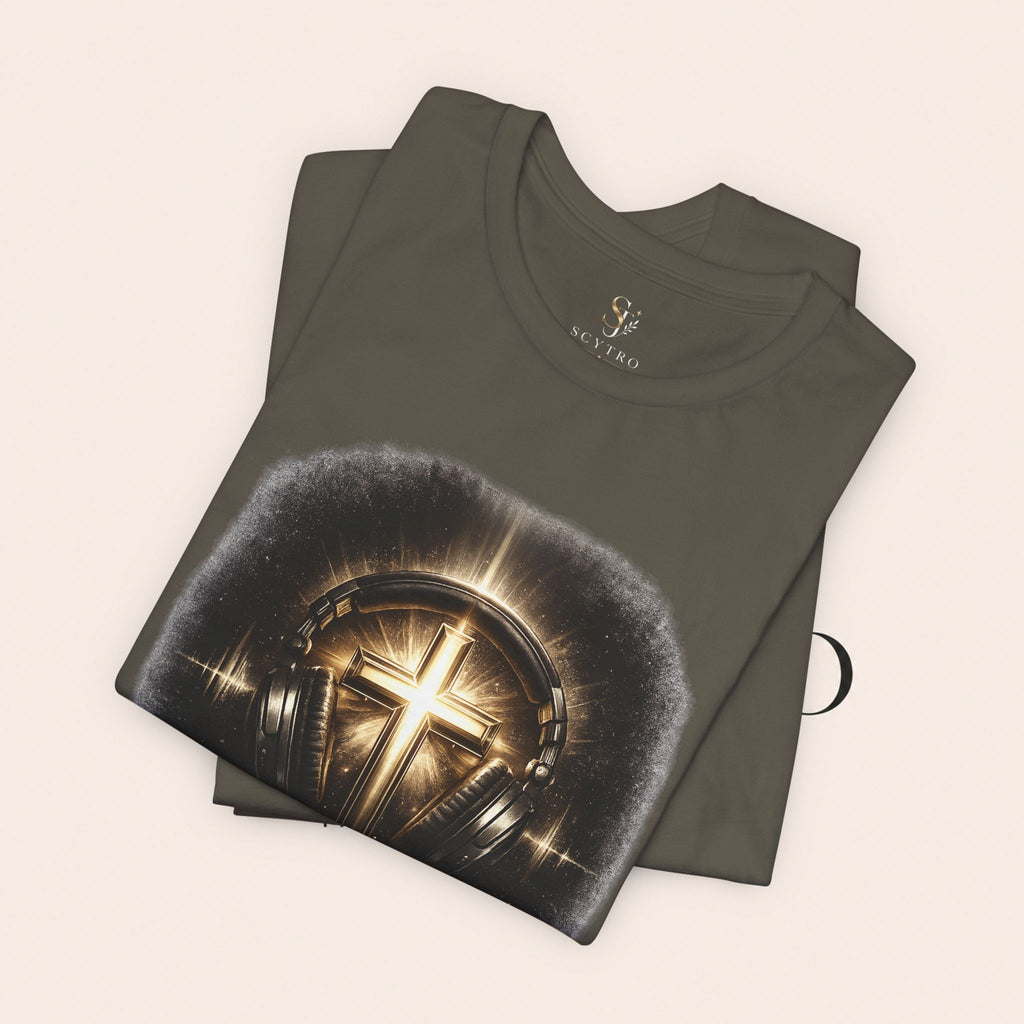 Youth Christian T‑Shirt - "Heaven Sounds Better" Cross Headphones Graphic Tee