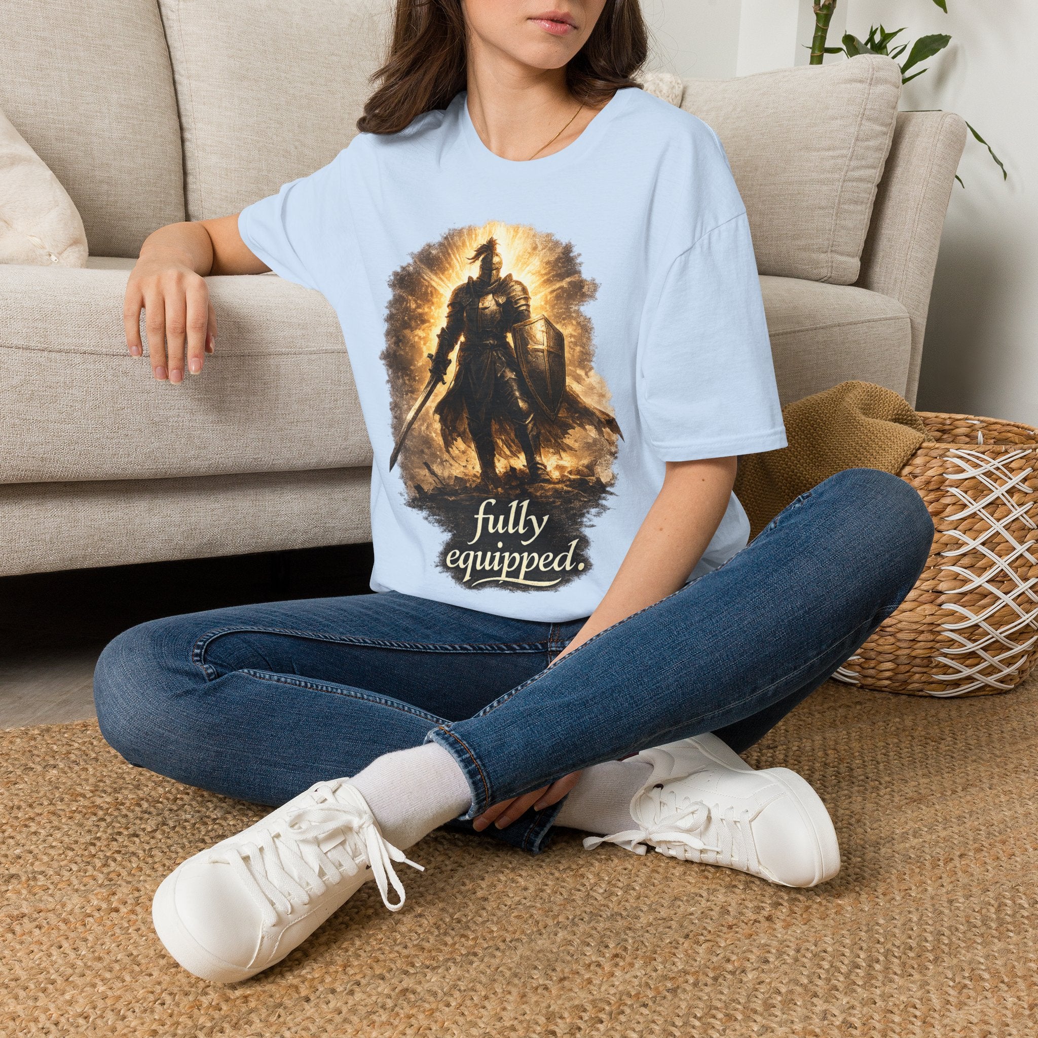 Knight Graphic T-Shirt — 'Fully Equipped' Medieval Armor Gamer Tee