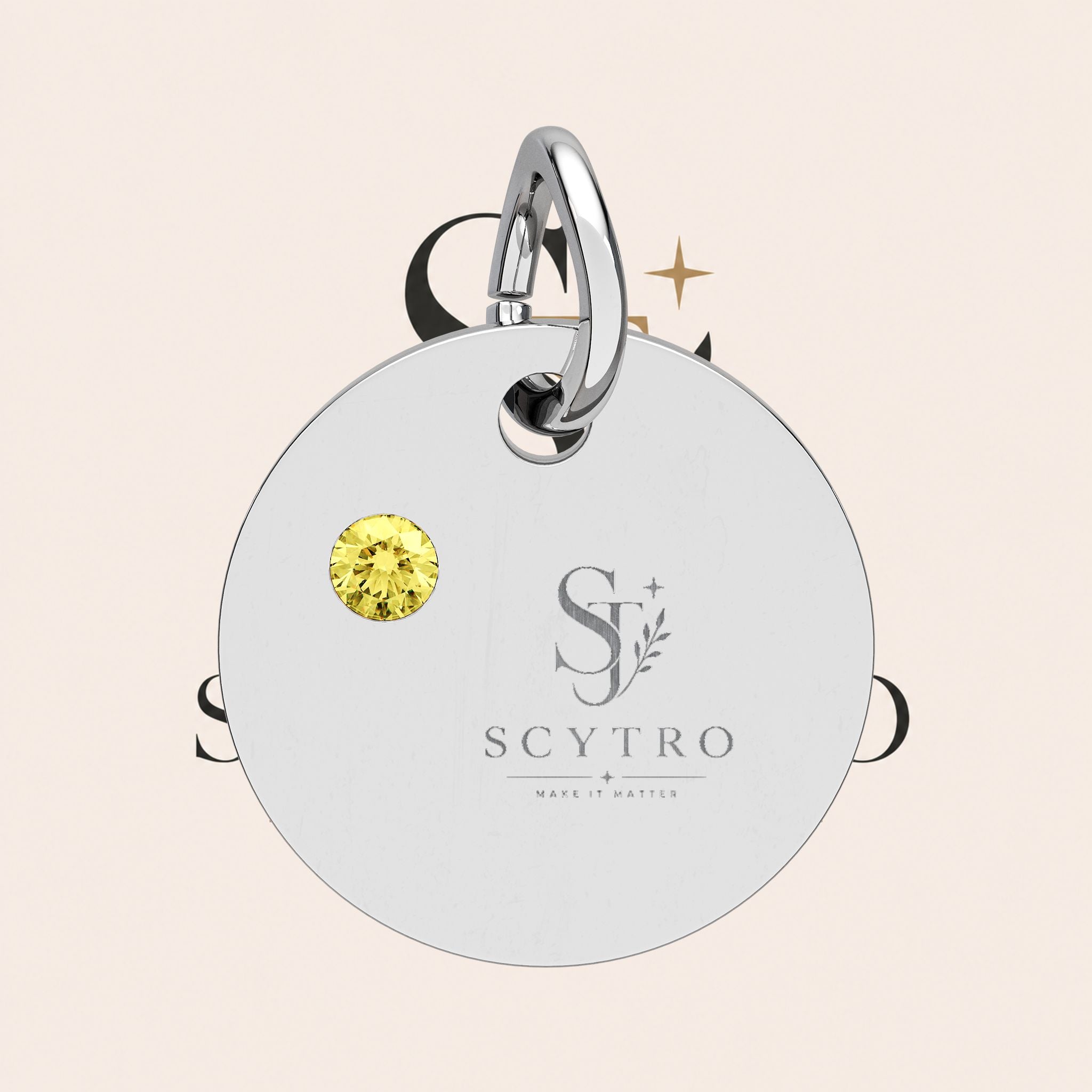 Engravable Birthstone Circle Charm