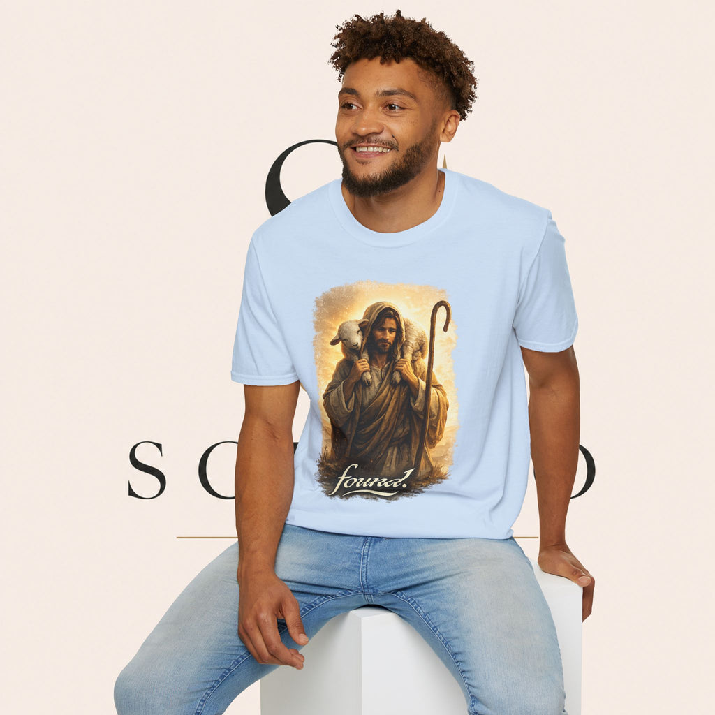Jesus the Good Shepherd T-Shirt — 'Found.' Christian Faith Tee