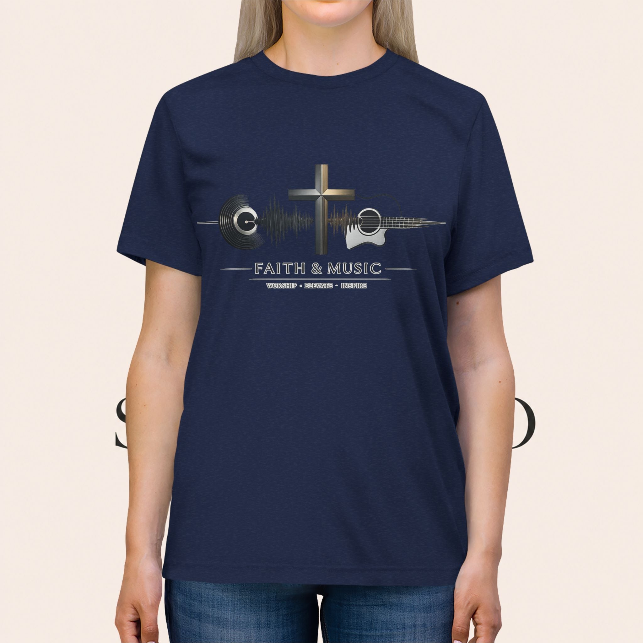 Faith & Music Christian Cross Tee — Gospel Worship Band Shirt
