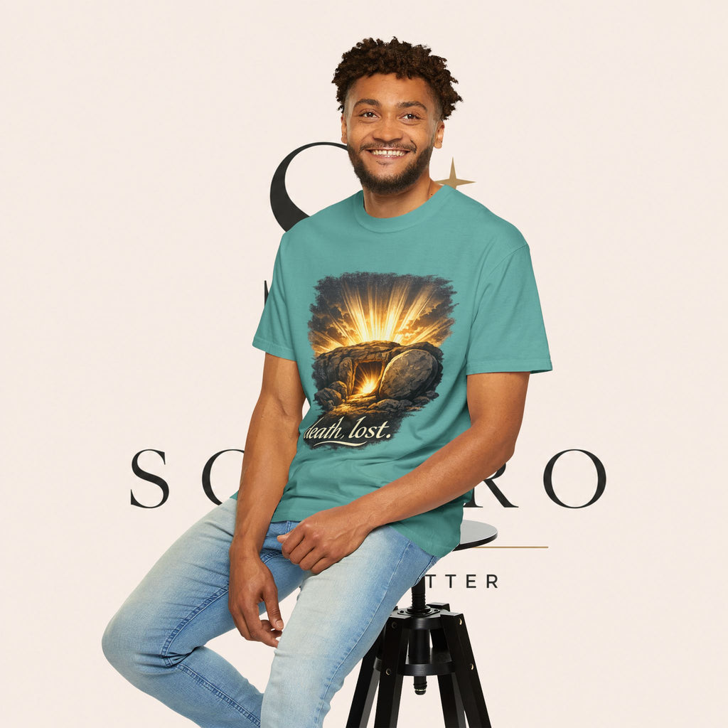 T-Shirt — Sunrise Tomb Graphic ‘death, lost.’ Memorial Tee