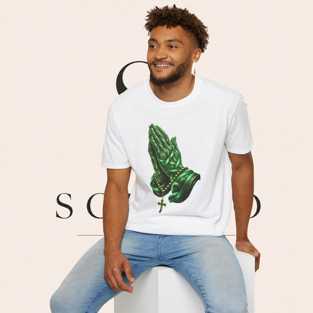 Praying Hands T‑Shirt — Green Vines Prayer Hands Graphic Tee
