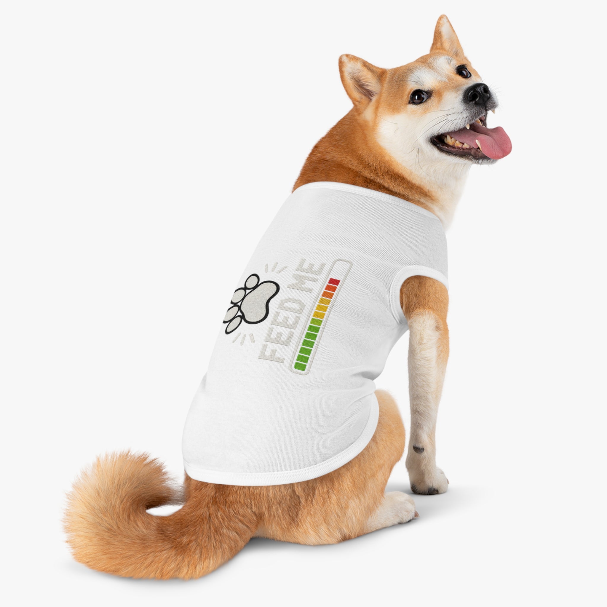 PG Pet Tank Top - "Feed Me" Paw Print Hunger Meter Dog & Cat Shirt