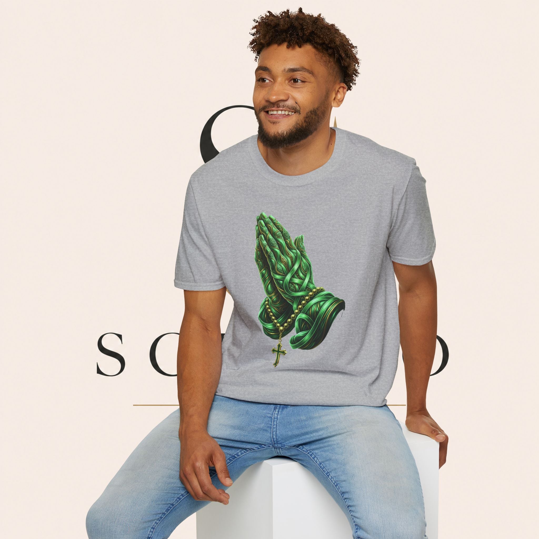 Praying Hands T‑Shirt — Green Vines Prayer Hands Graphic Tee