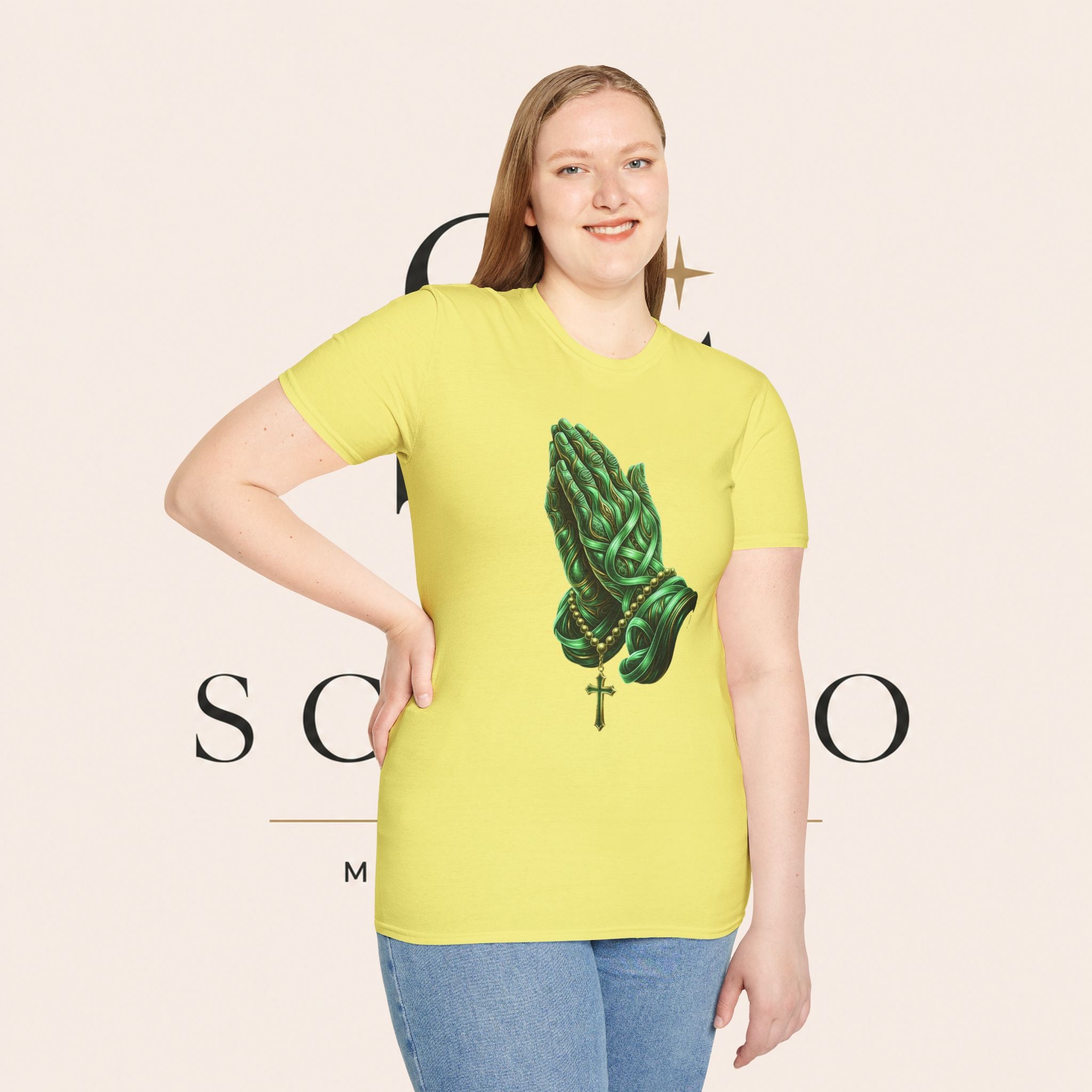 Praying Hands T‑Shirt — Green Vines Prayer Hands Graphic Tee