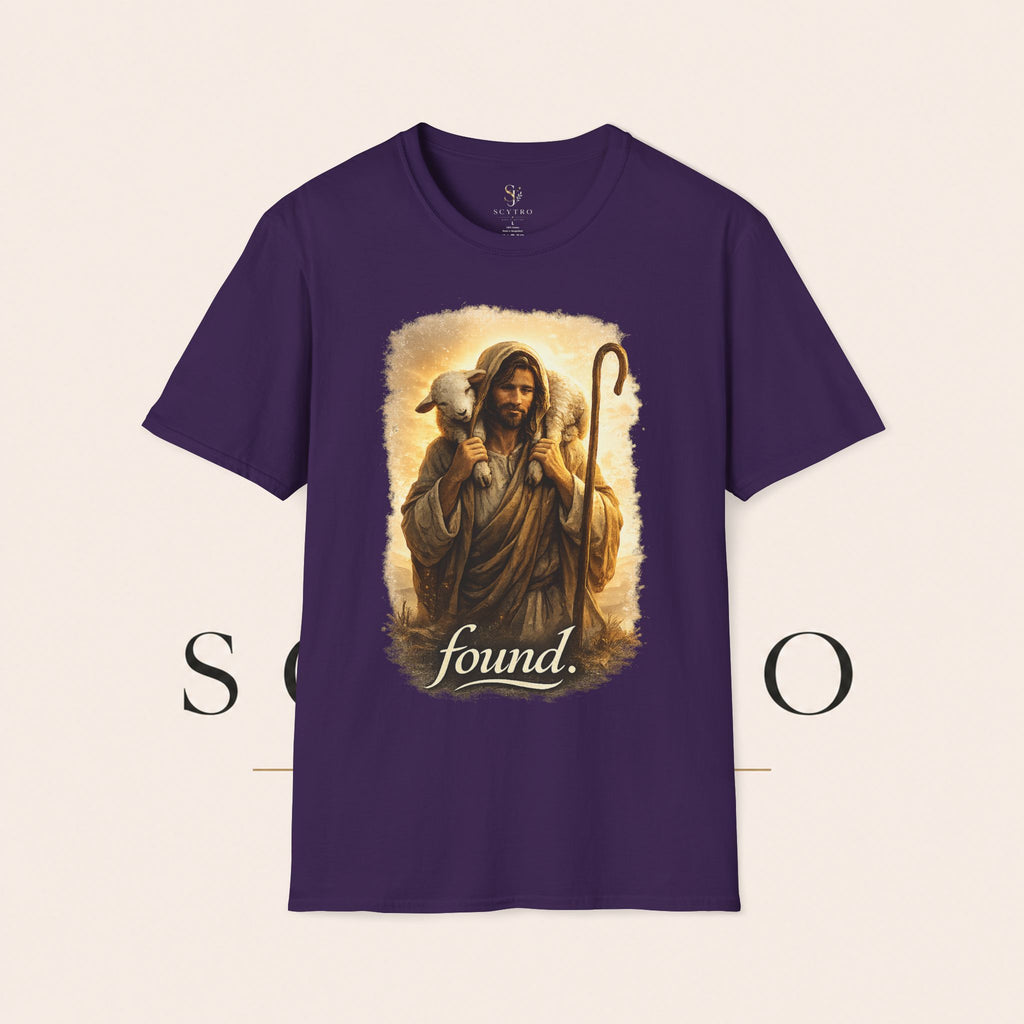 Jesus the Good Shepherd T-Shirt — 'Found.' Christian Faith Tee
