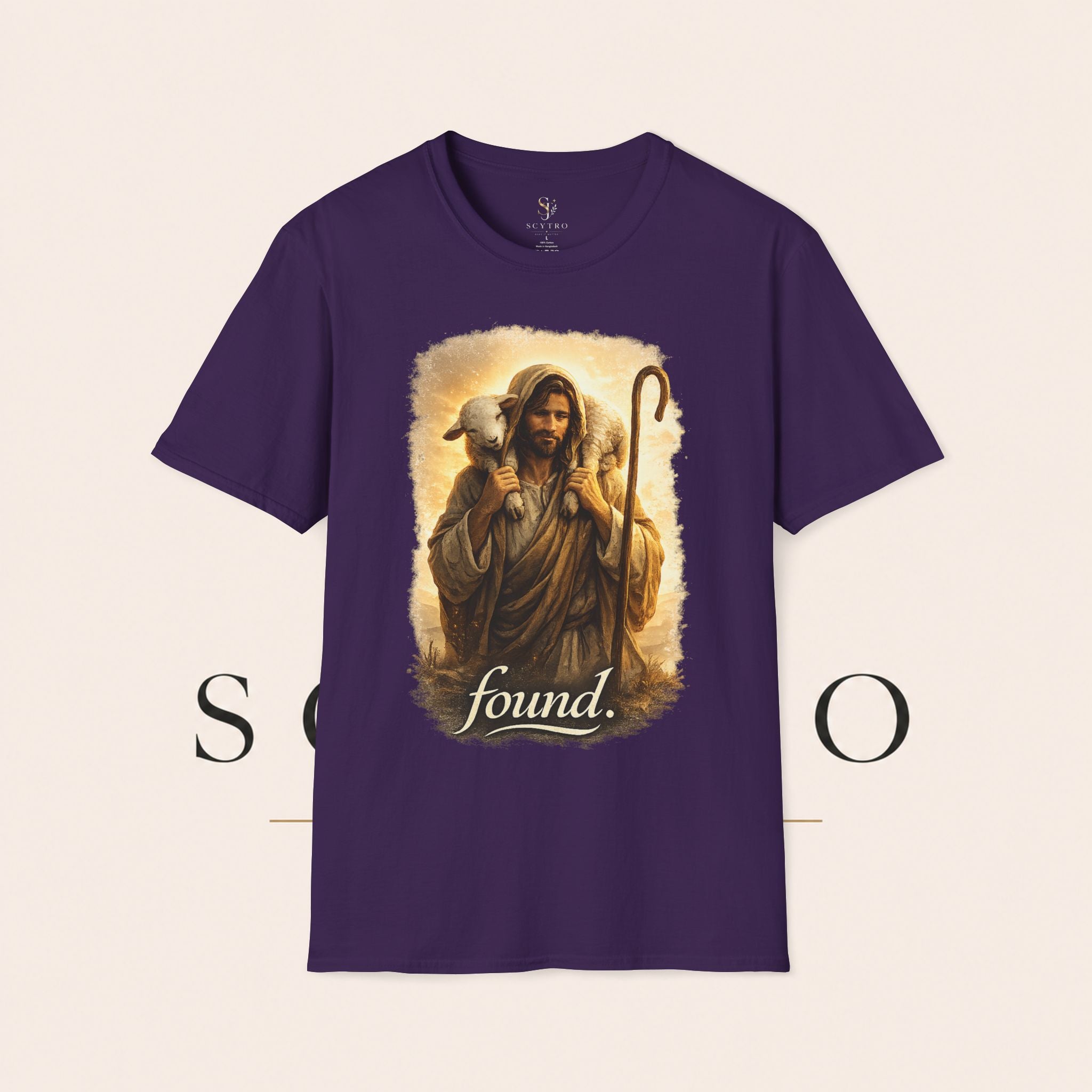 Jesus the Good Shepherd T-Shirt — 'Found.' Christian Faith Tee