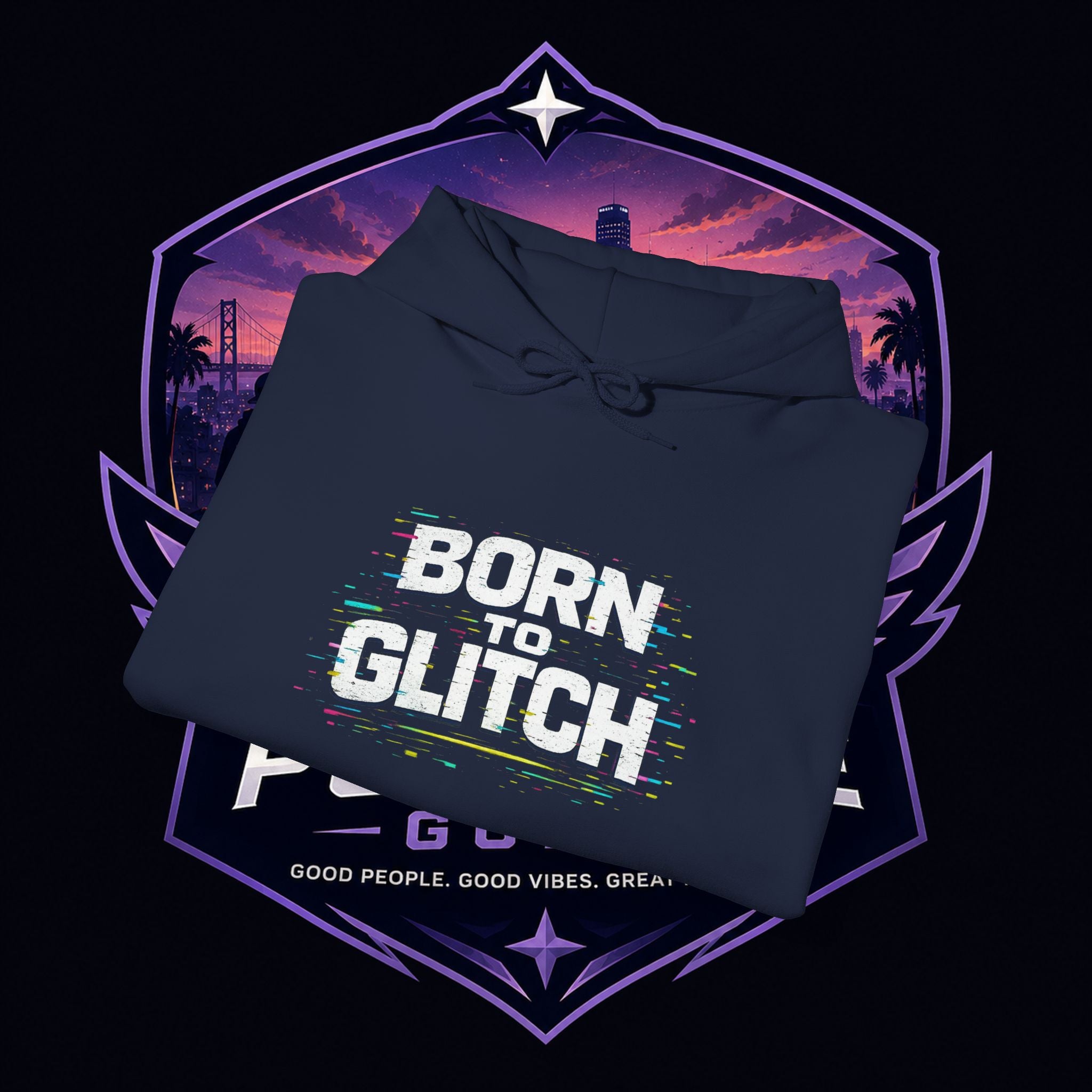 Born Glitch Hoodie — Retro Cyberpunk Vaporwave Graphic Sweatshirt