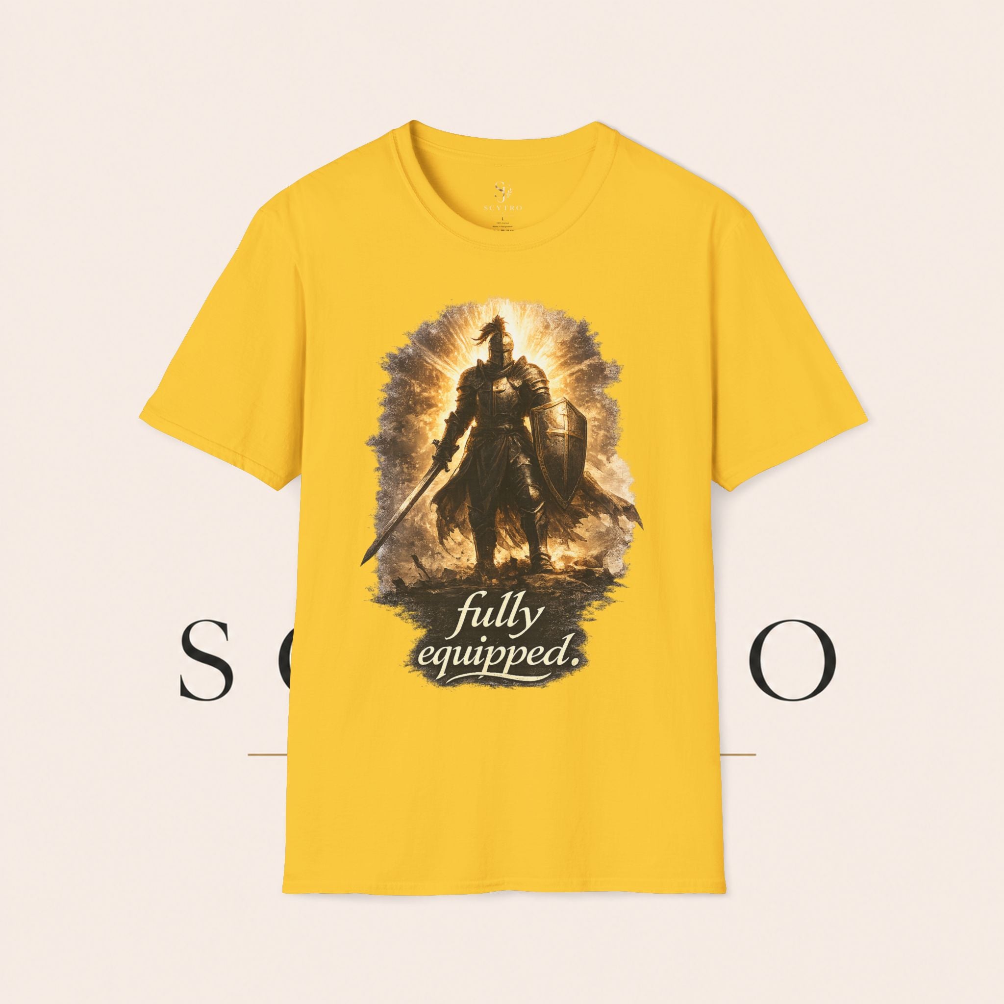 Knight Graphic T-Shirt — 'Fully Equipped' Medieval Armor Gamer Tee