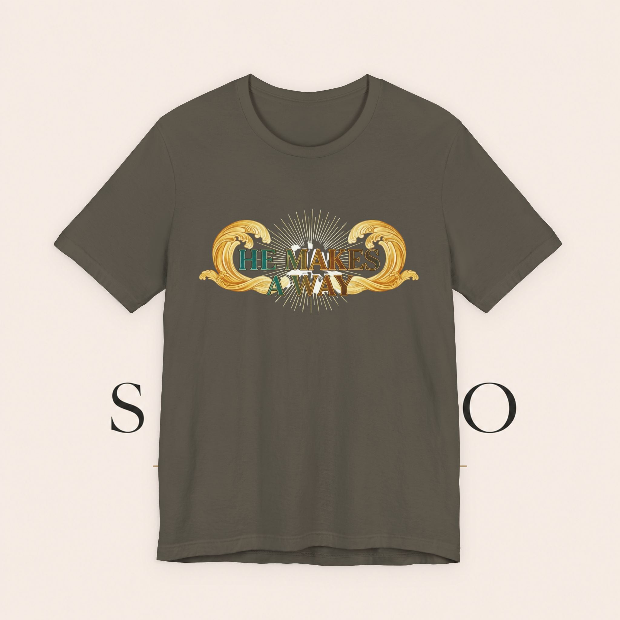 He Makes A Way T-Shirt — Faith Christian Tee with Parting Seas Back Graphic
