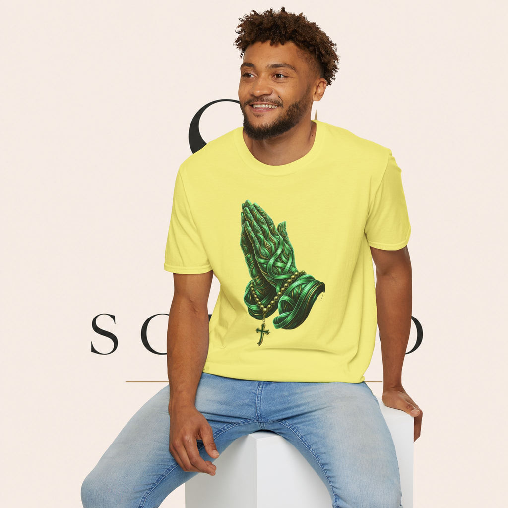 Praying Hands T‑Shirt — Green Vines Prayer Hands Graphic Tee