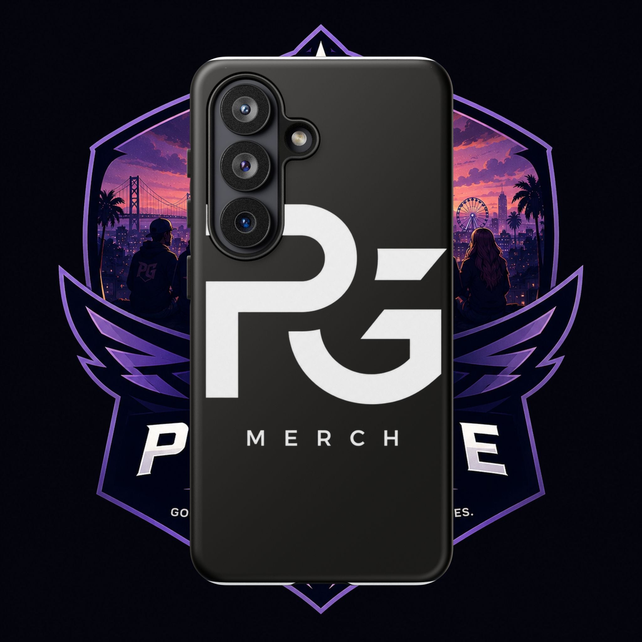 PG CUSTOMIZED RG Merch Tough Phone Case – Black Protective Phone Cover with Bold Logo