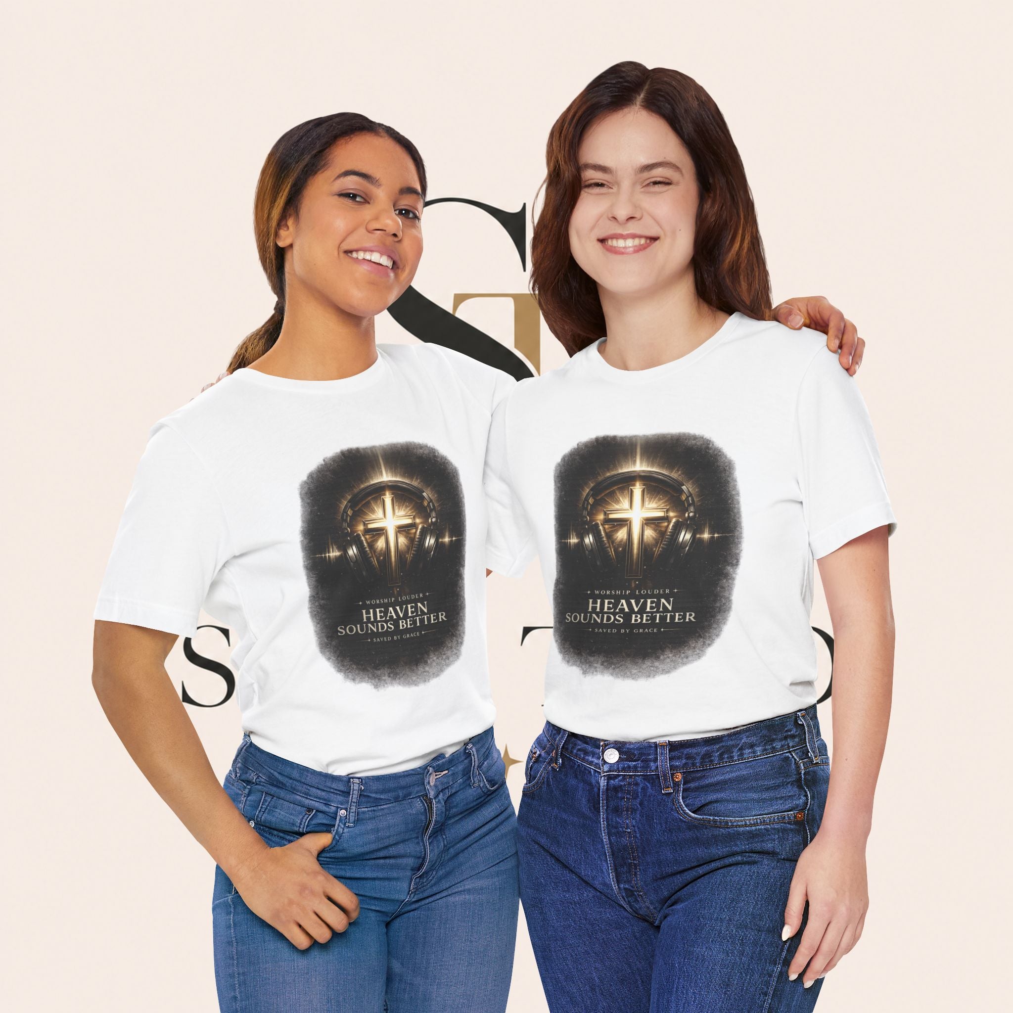 Youth Christian T‑Shirt - "Heaven Sounds Better" Cross Headphones Graphic Tee