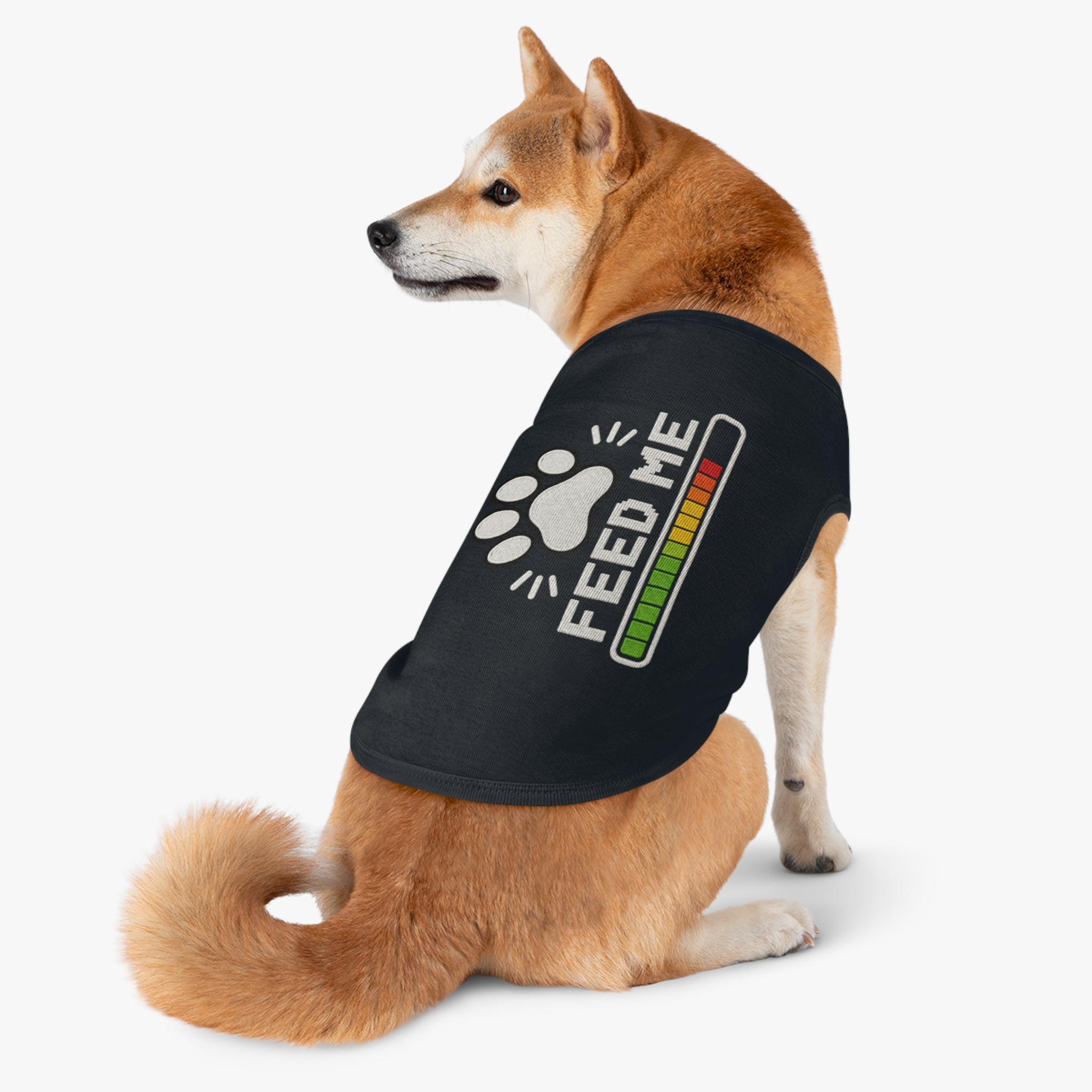 PG Pet Tank Top - "Feed Me" Paw Print Hunger Meter Dog & Cat Shirt
